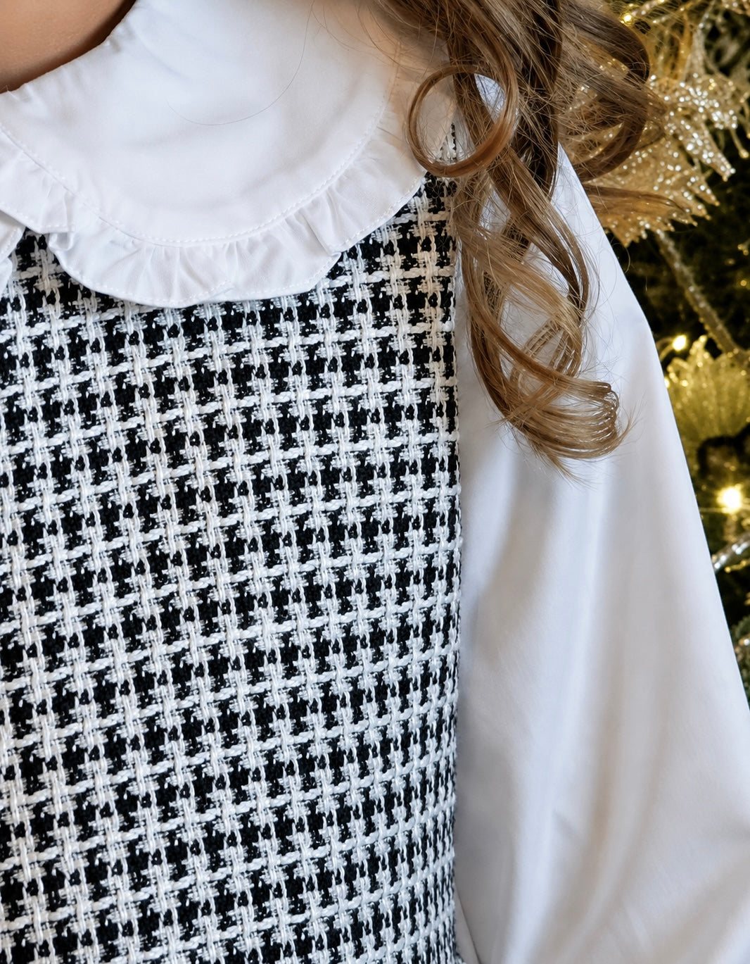 Alaska Girls Tweed look Shimmer Shirt Dress Black