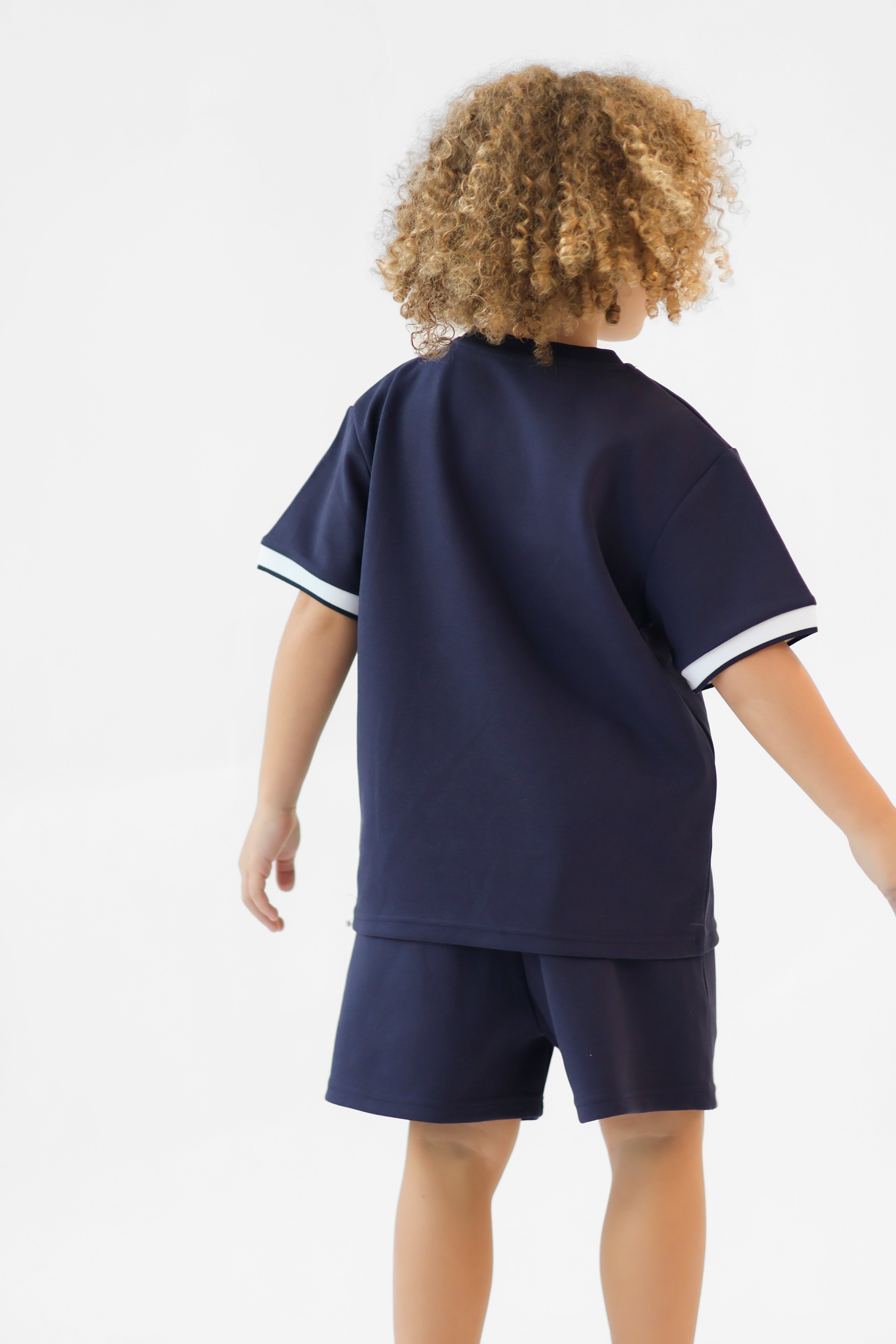 Benny Boys Plain T-Shirt & Shorts Set Navy