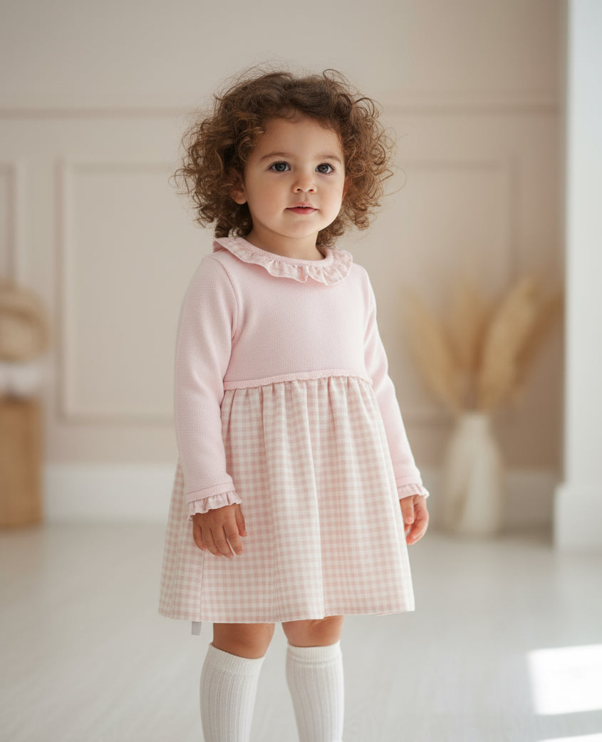 25MA-260 Baby Girls Pink Frilly Knit Dress
