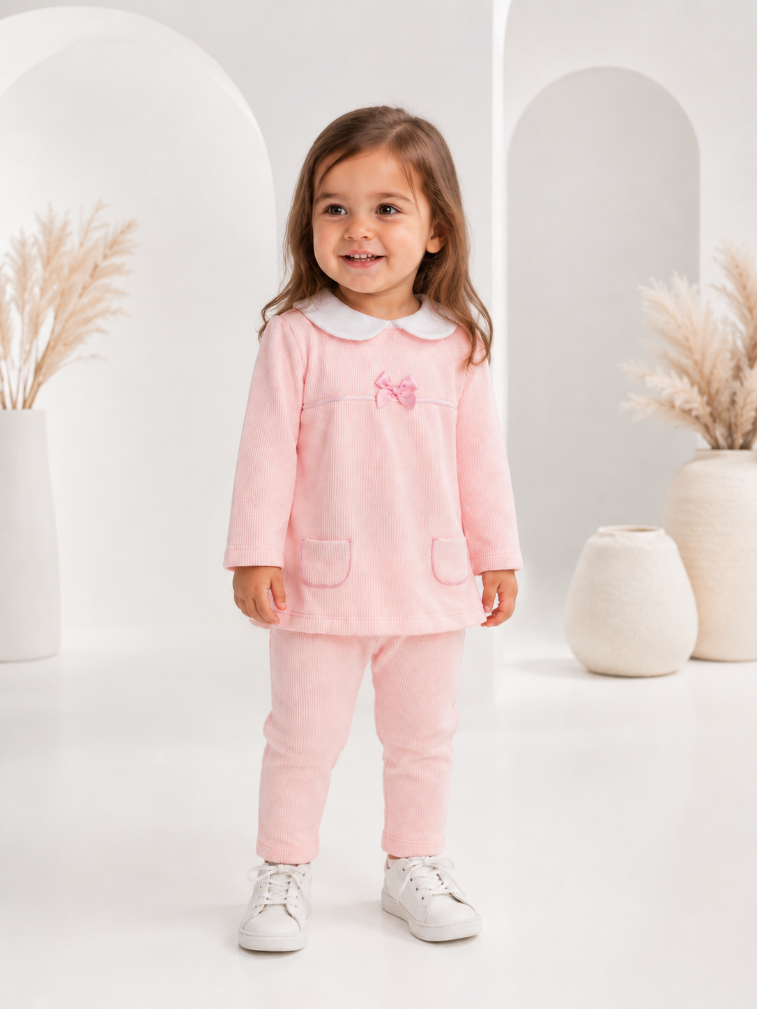 K29 Baby Girls Soft Bow Tracksuit