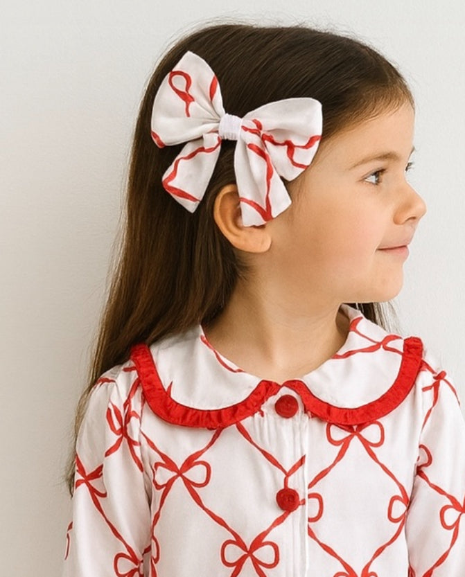 Girls Red Bow Print Hair Clip