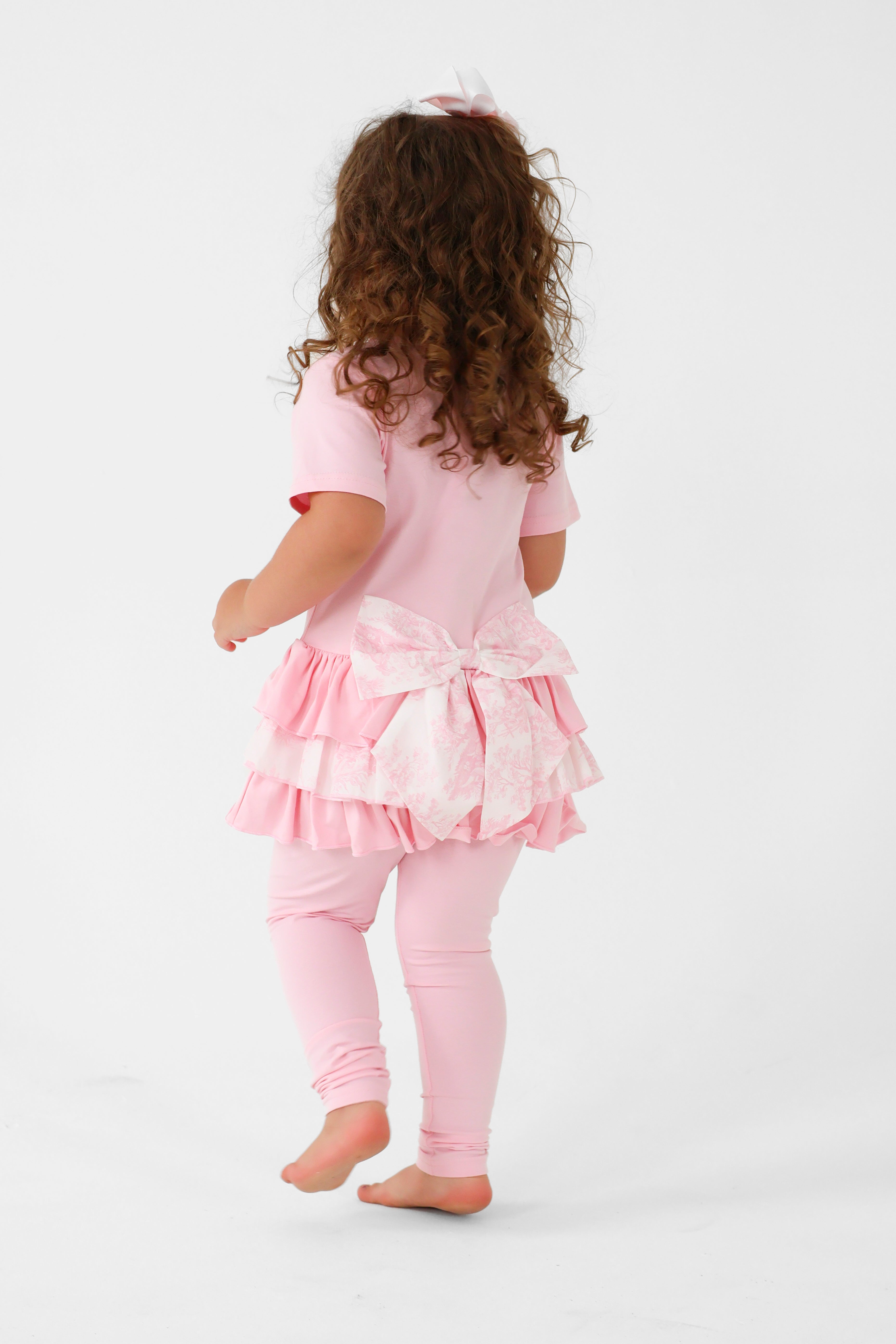 Willow Girls Frilly Bow Tracksuit Set Pink