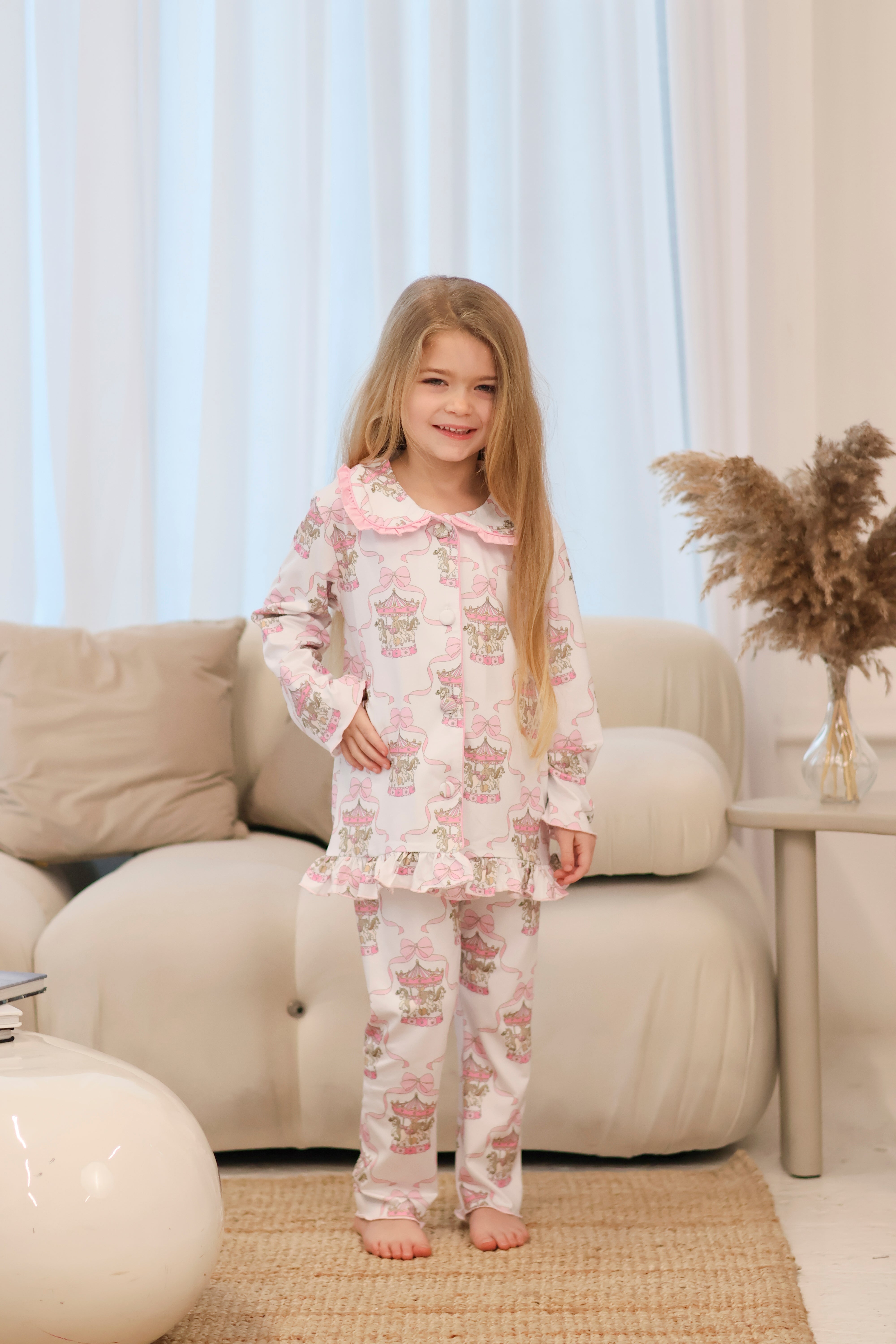 Carousel Girls Frilly Pink Pyjamas