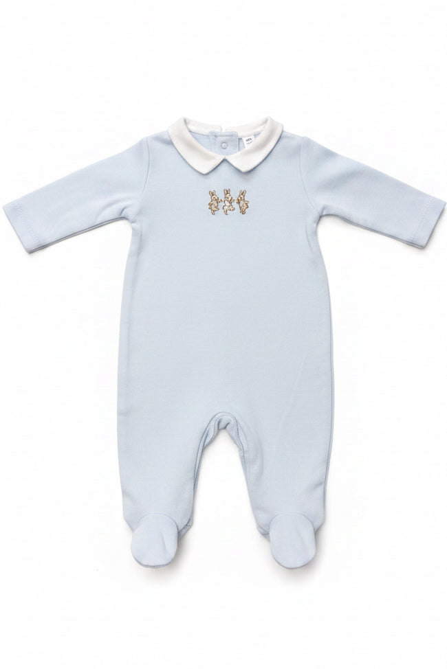 BBKK-19 Bunny Embroidered Baby Grow Blue