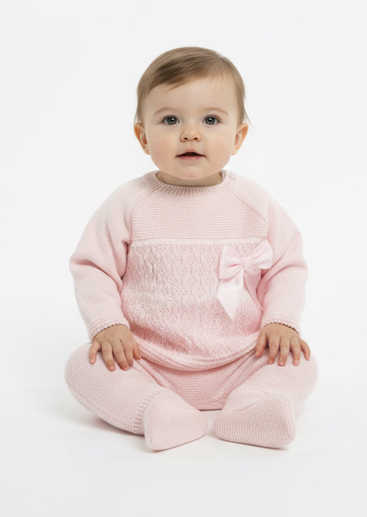 Pex Chloe Knitted Babygrow 2 Piece Pink
