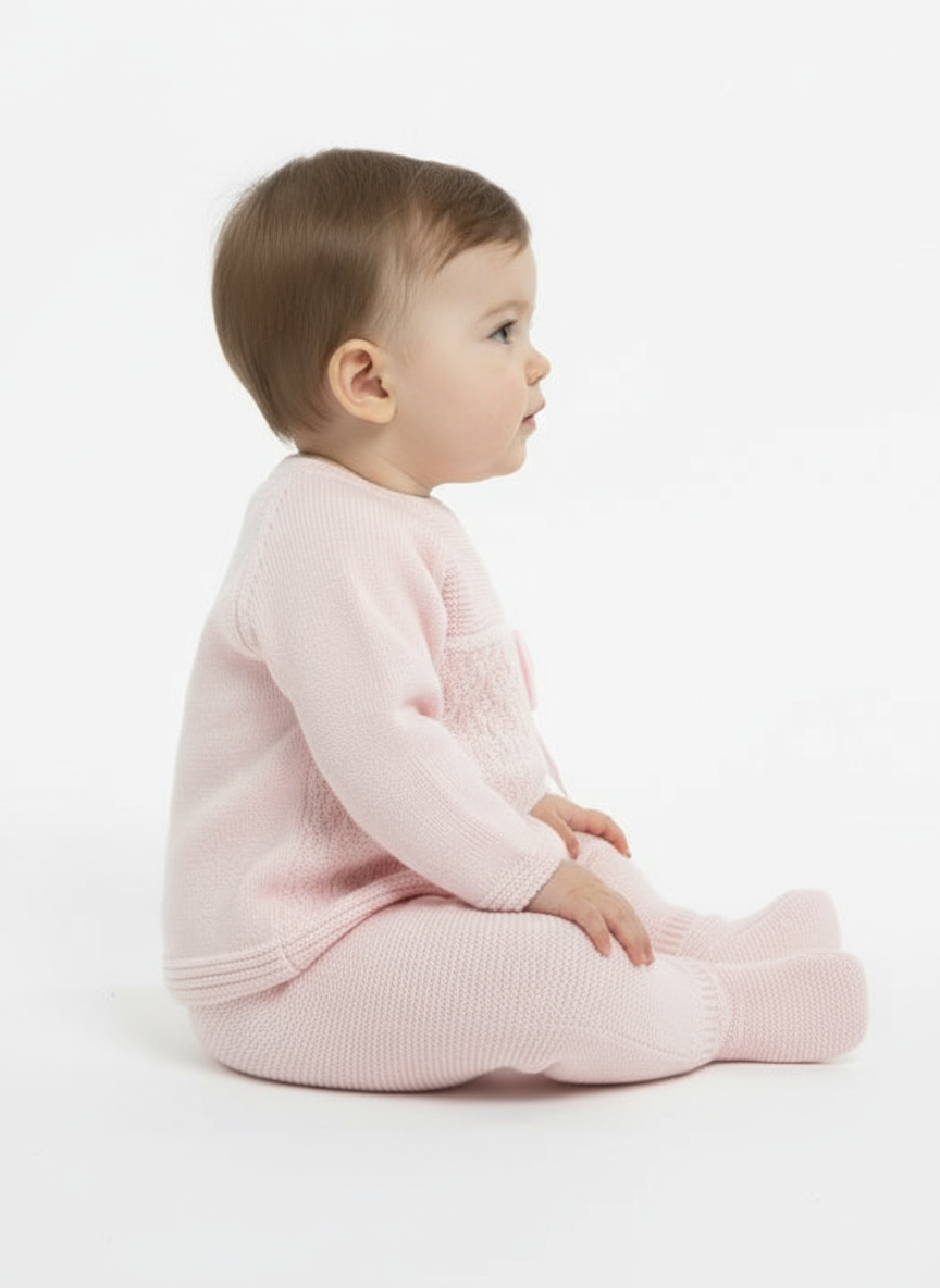 Pex Chloe Knitted Babygrow 2 Piece Pink