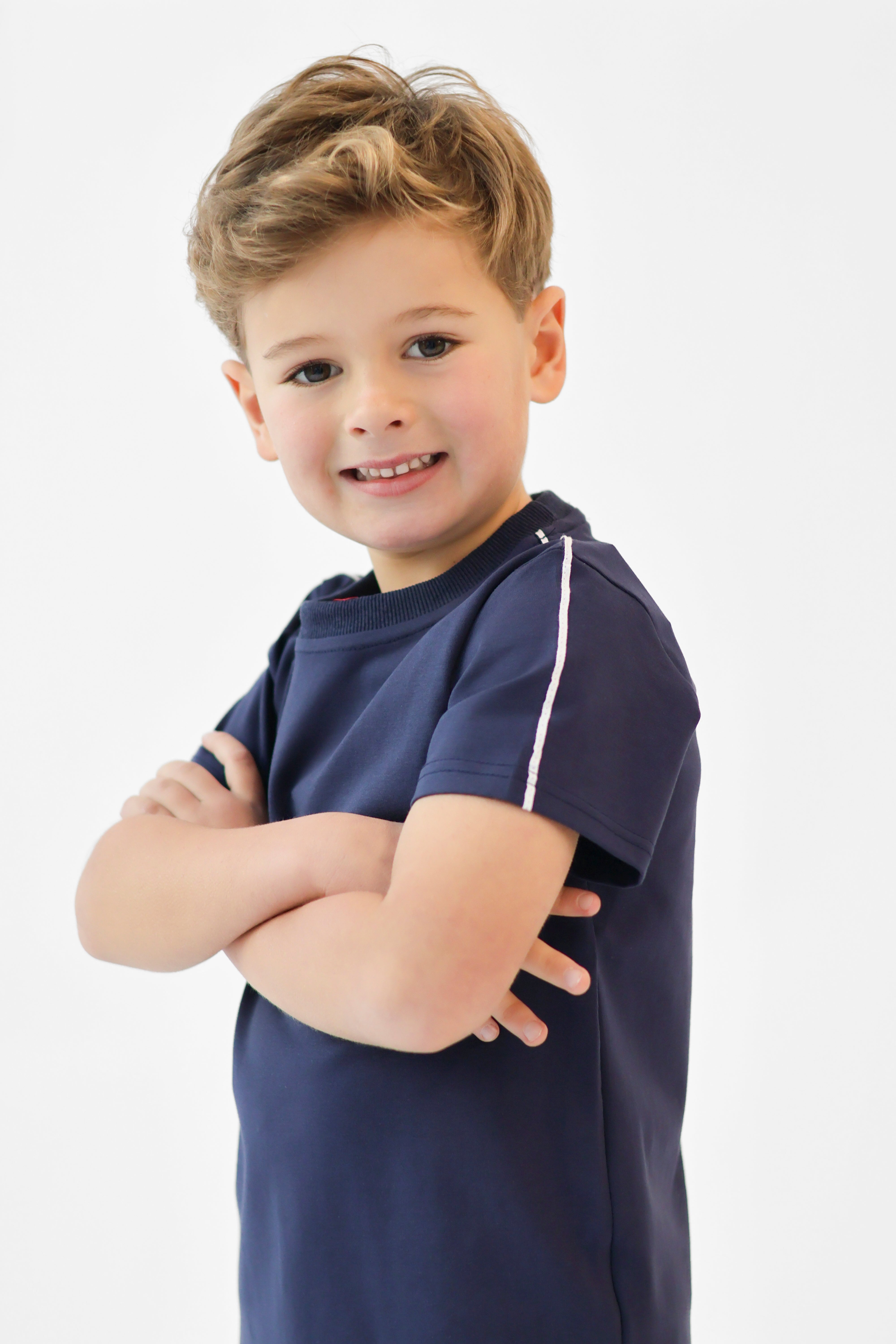 Eddie Boys Plain T-Shirt & Shorts Set Navy
