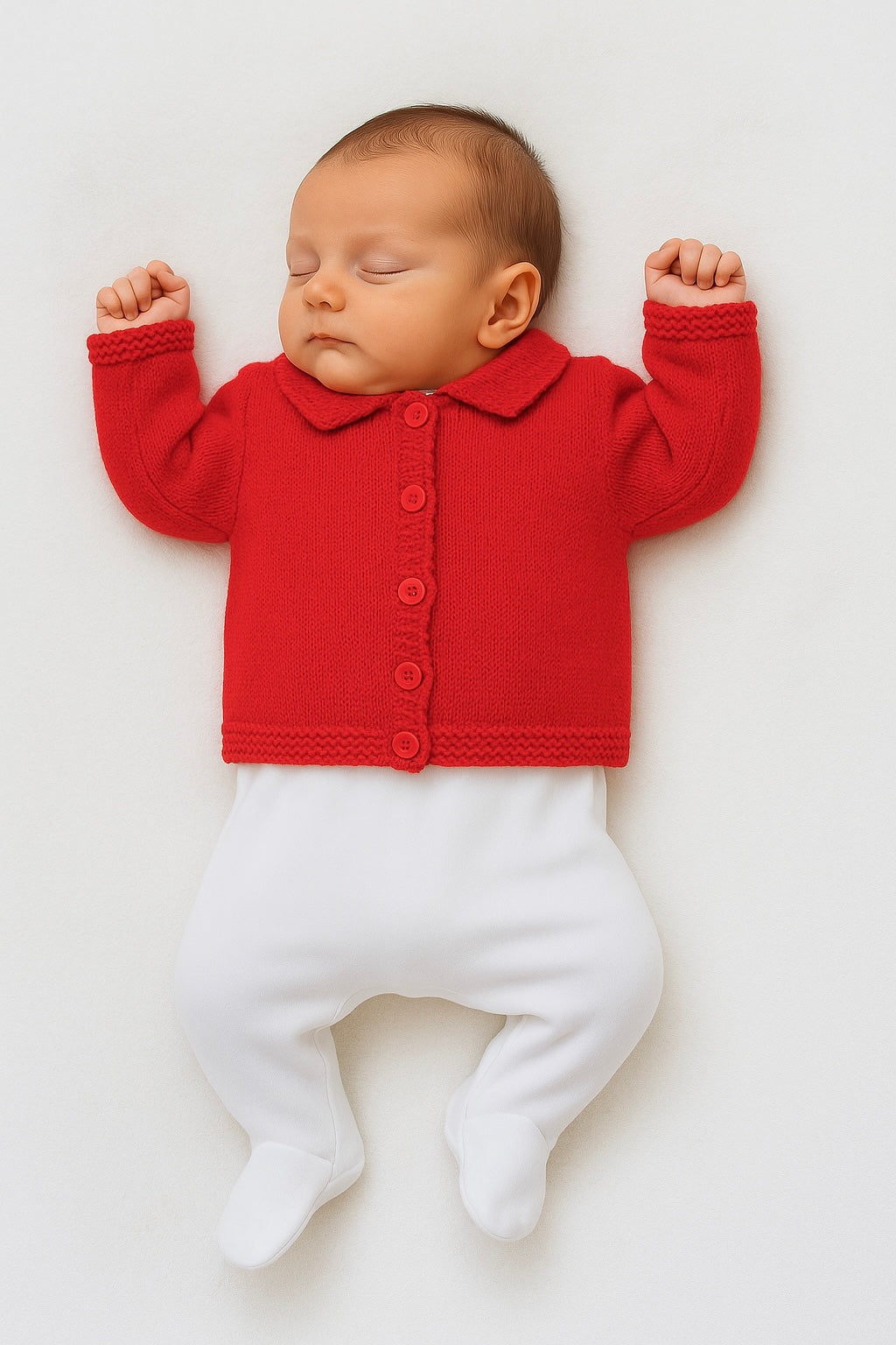 A1655 Babies Red Button Up Knitted Cardigan