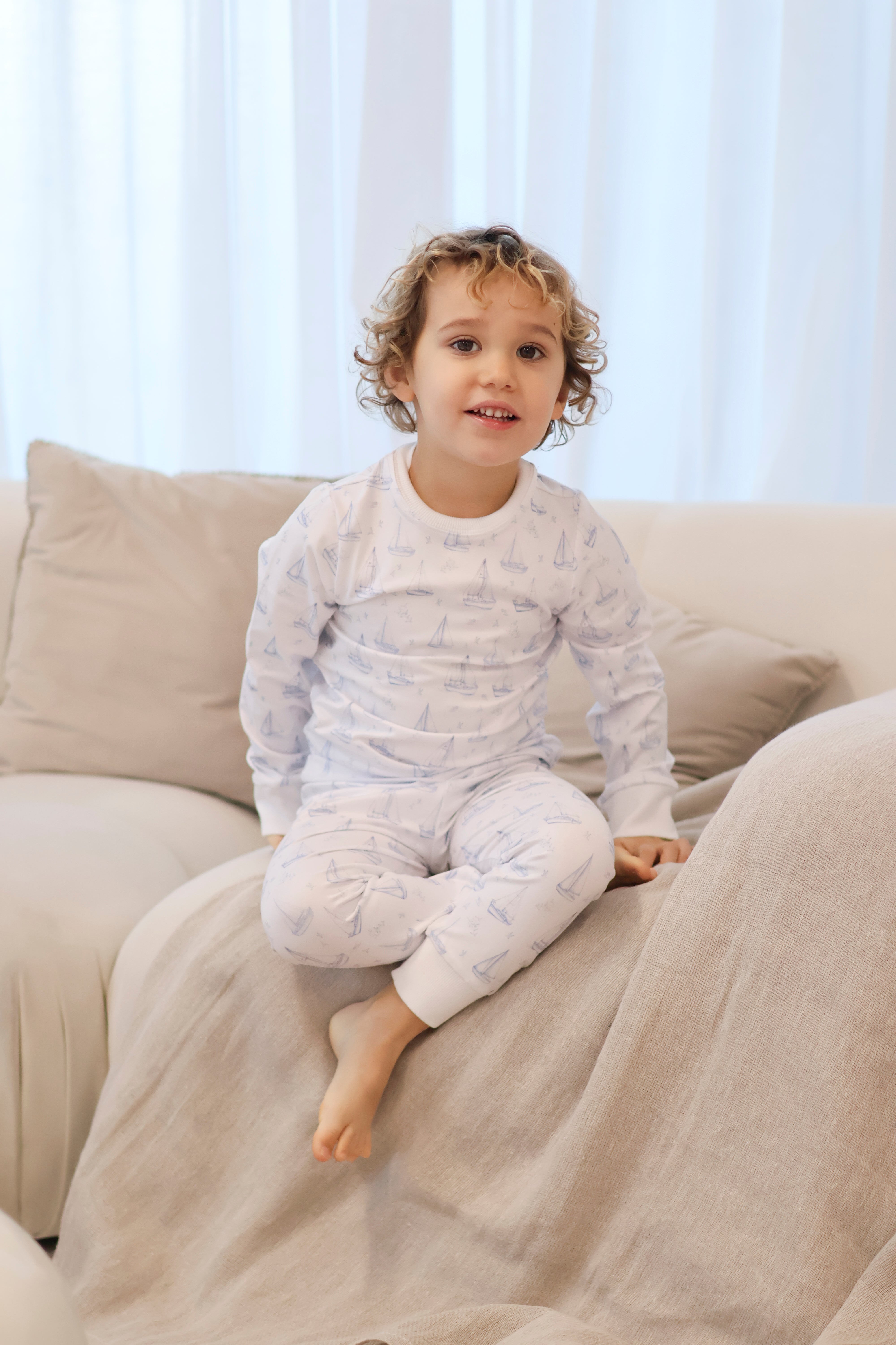 Boys Sailor Boat Print Blue Pyjama’s