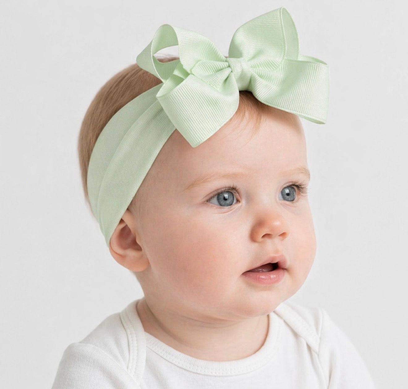 Large Bow Baby Headband Mint