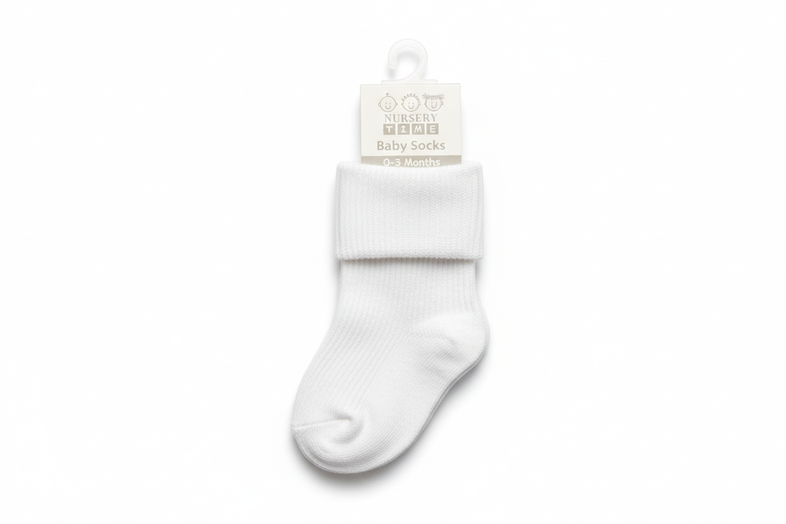 Baby Short Ribbed Ankle Socks White