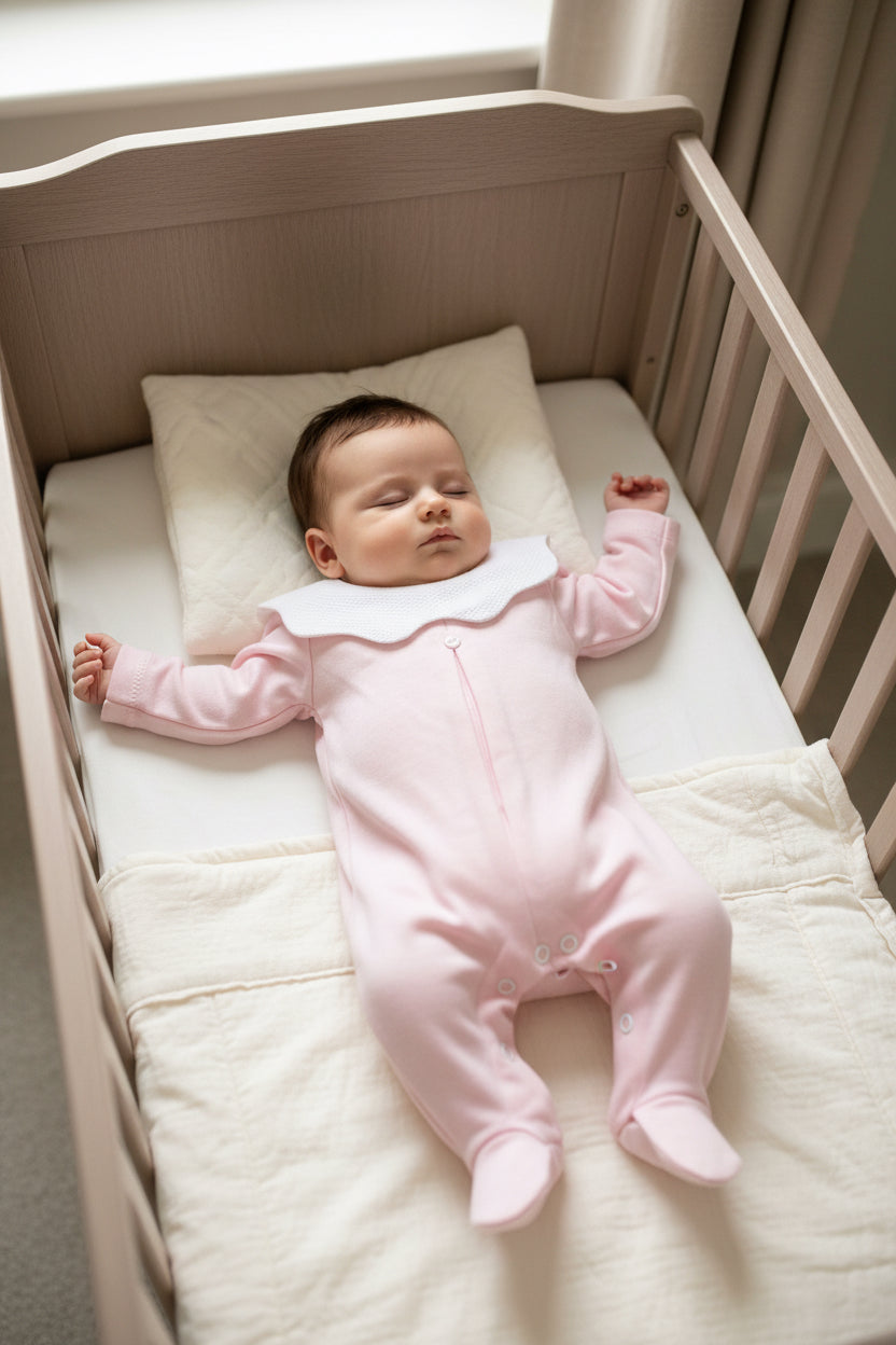 SG95 Baby Girls Scallop Collar Babygrow Pink