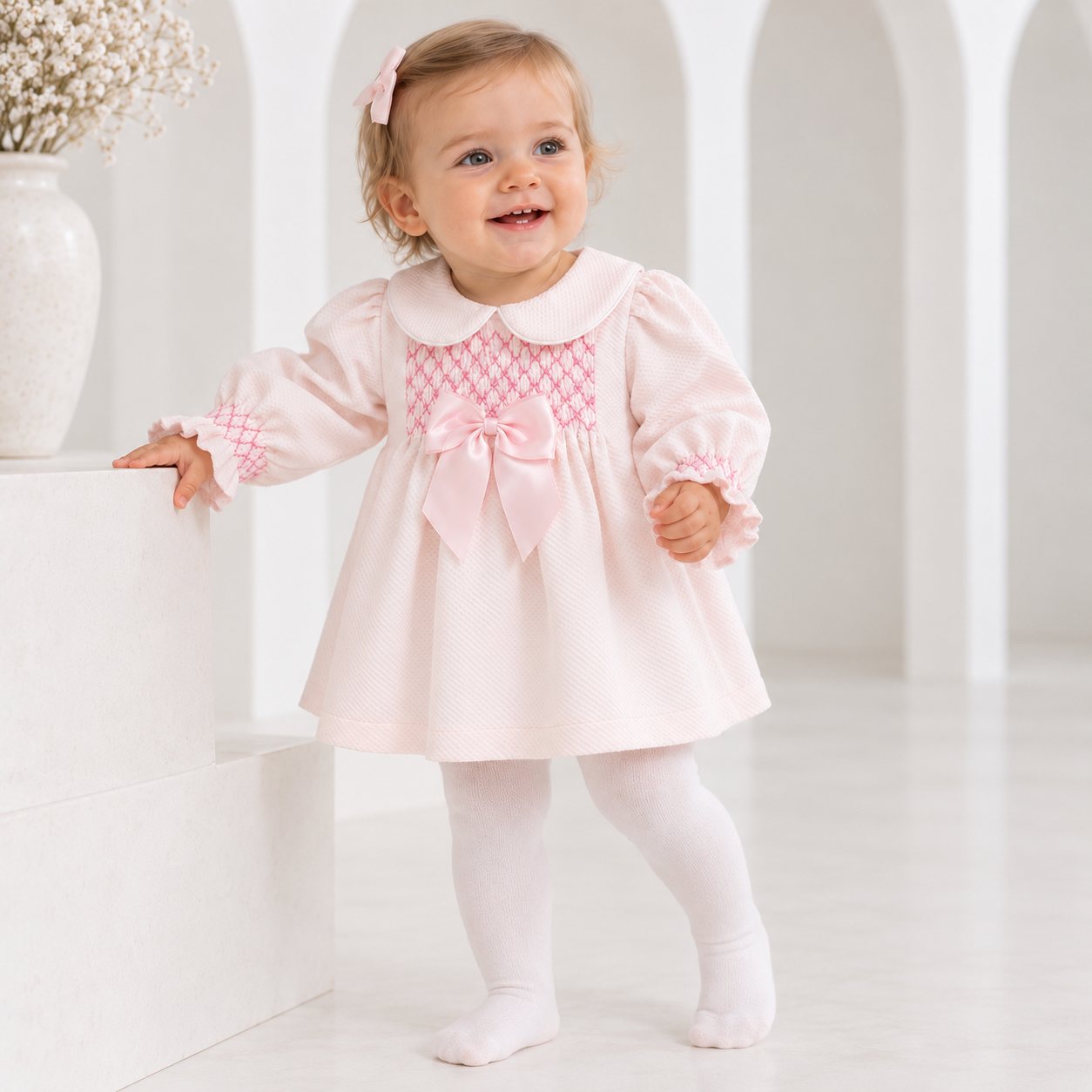 2536 Baby Girls Puff Dress Pink