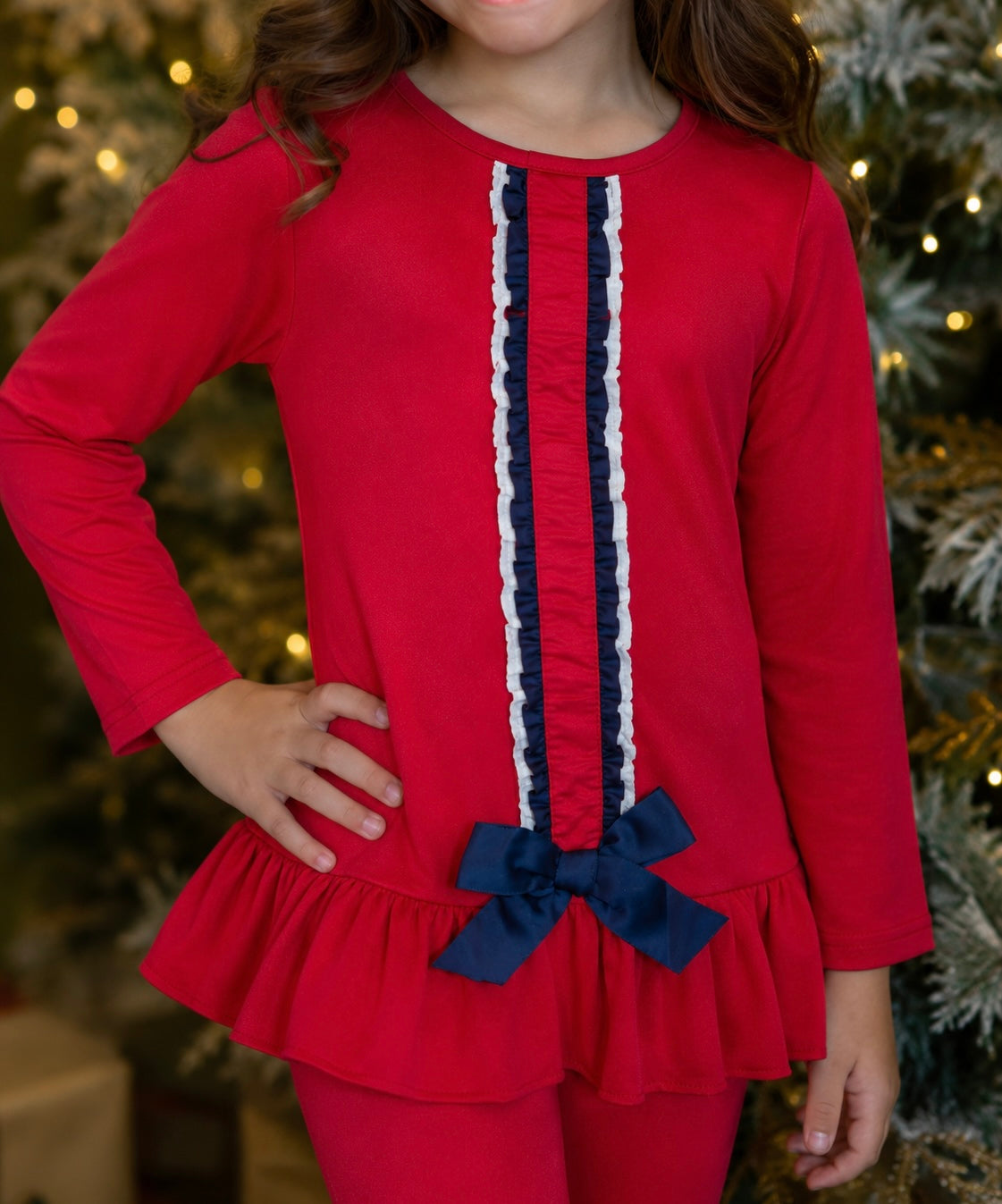 Alanna Girls Frilly Ribbon Tracksuit Red