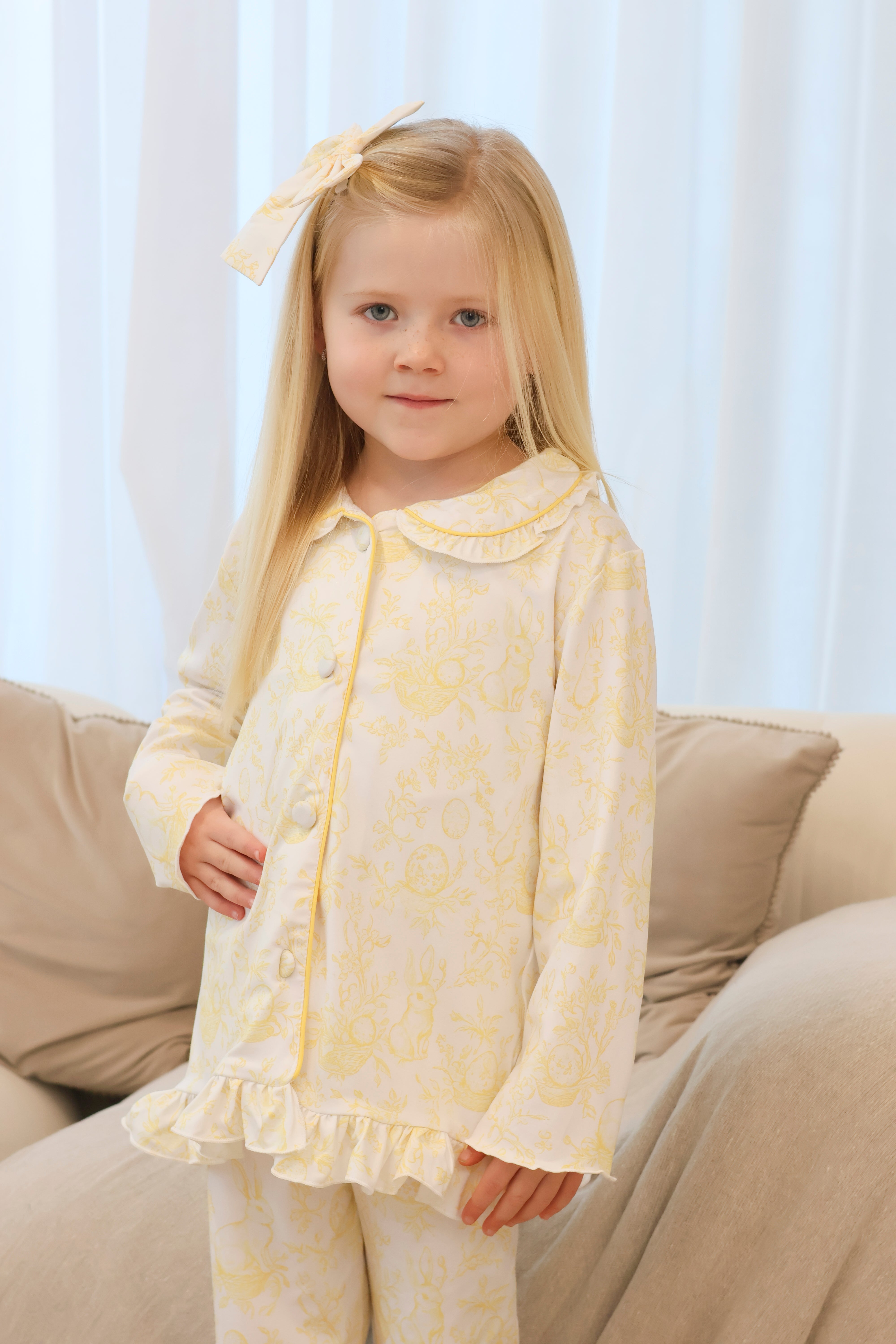 Bunny Girls Easter Print Pyjamas Lemon