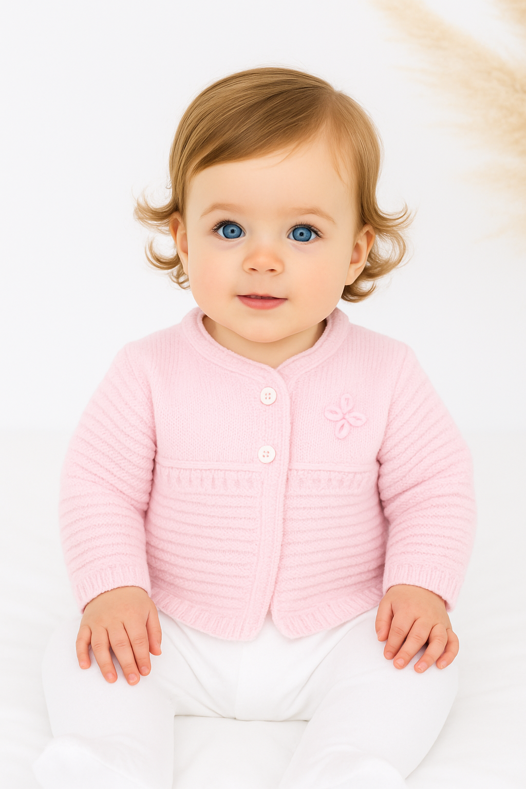 A1963 Pink Baby Girls Knitted Cardigan