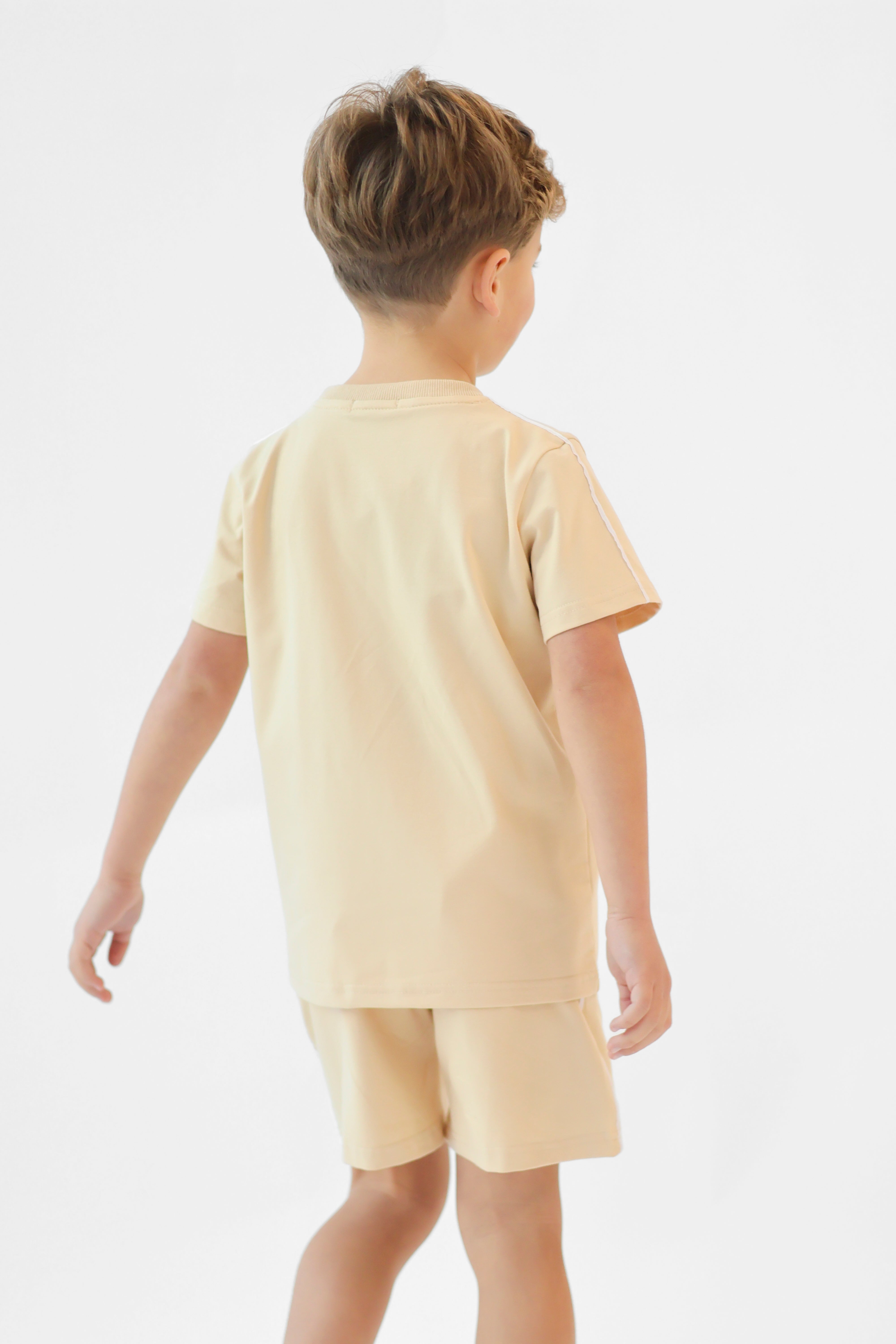 Eddie Boys Plain T-Shirt & Shorts Set Beige