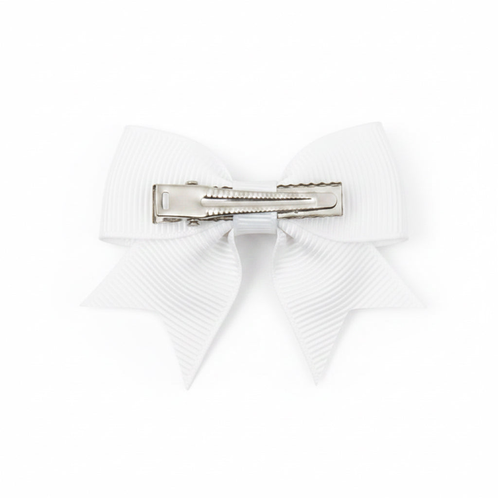 Flat Baby Hair Bow Clip White