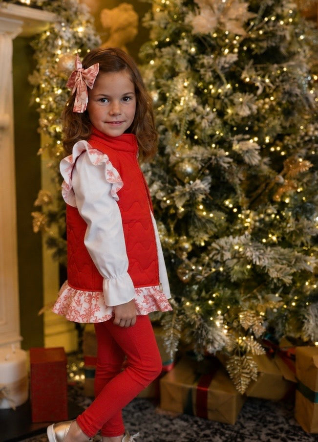 Lorena Luxe Toile Girls 4 Piece Outfit Set Red