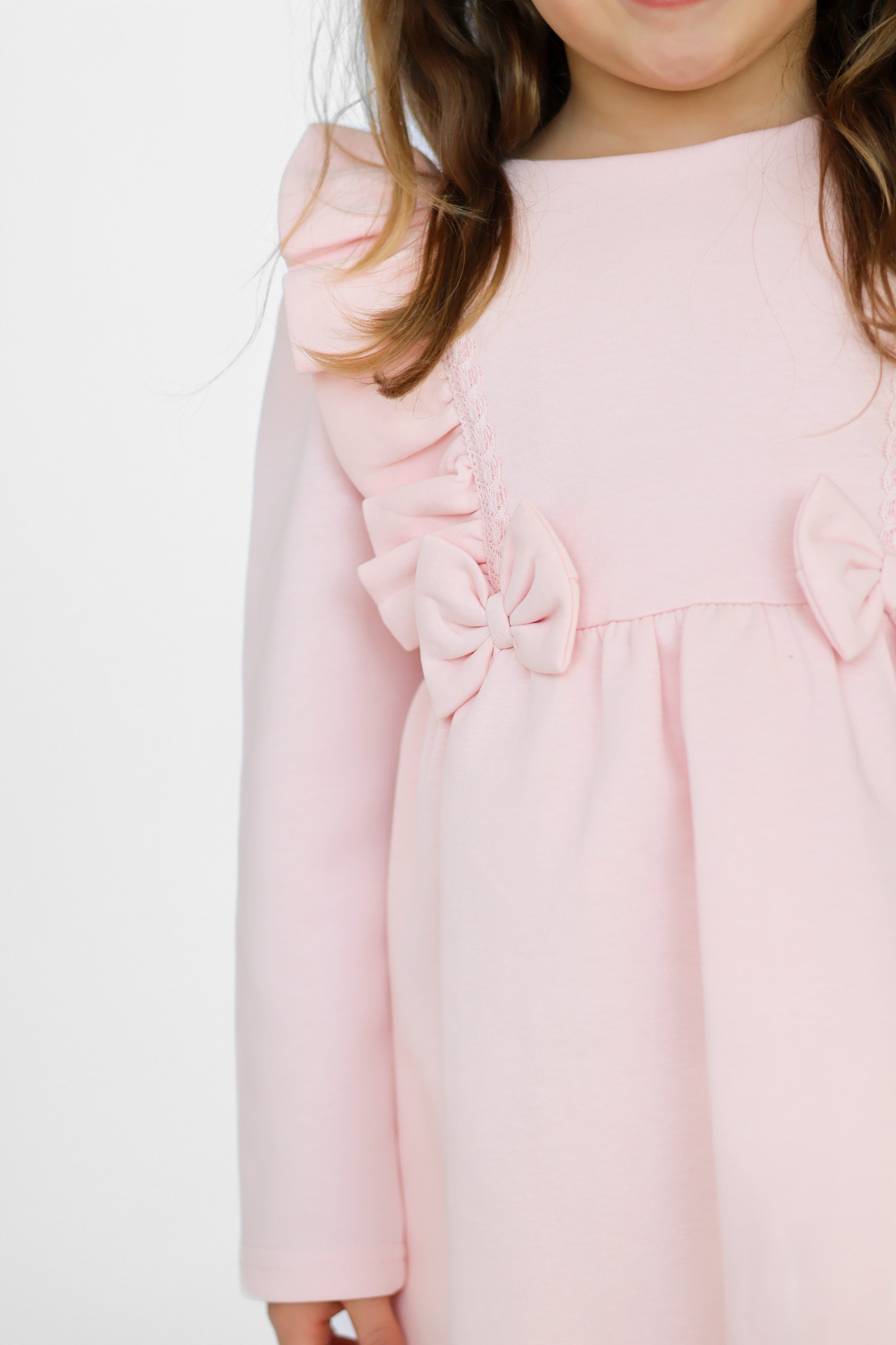 Bella Girls Bow Frill Dress Pink