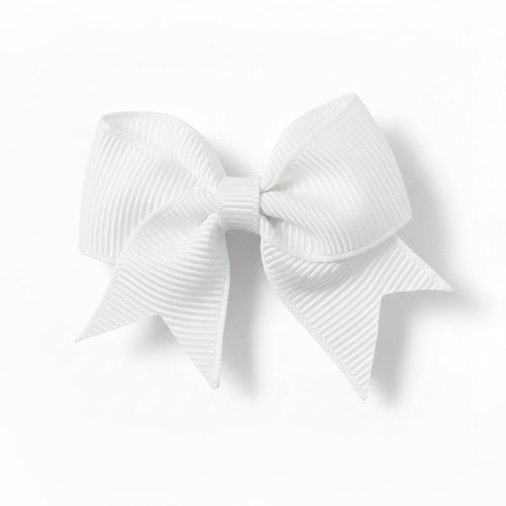 Flat Baby Hair Bow Clip White