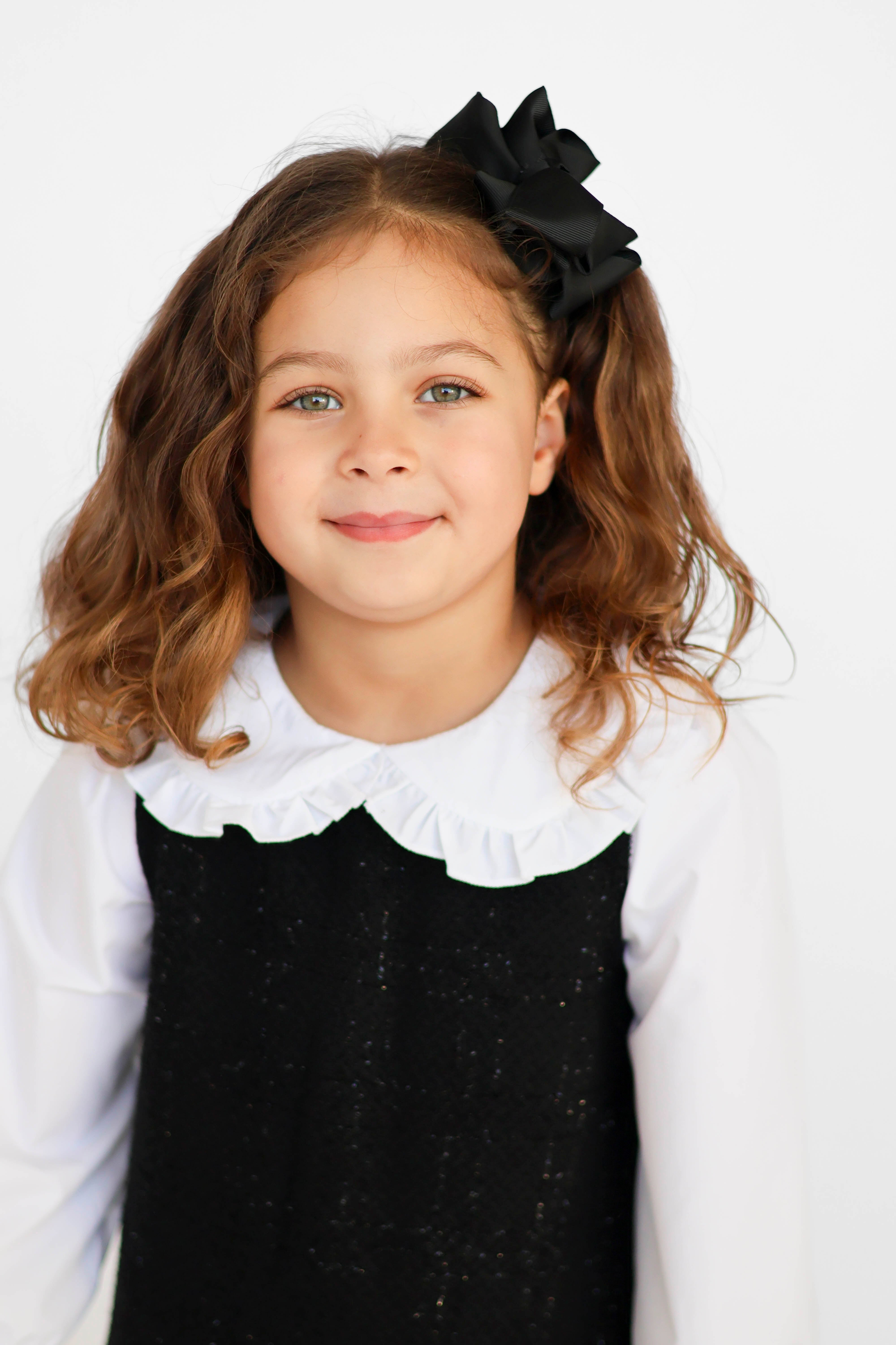 Roma Girls Tweed look Shimmer Shirt Dress Black