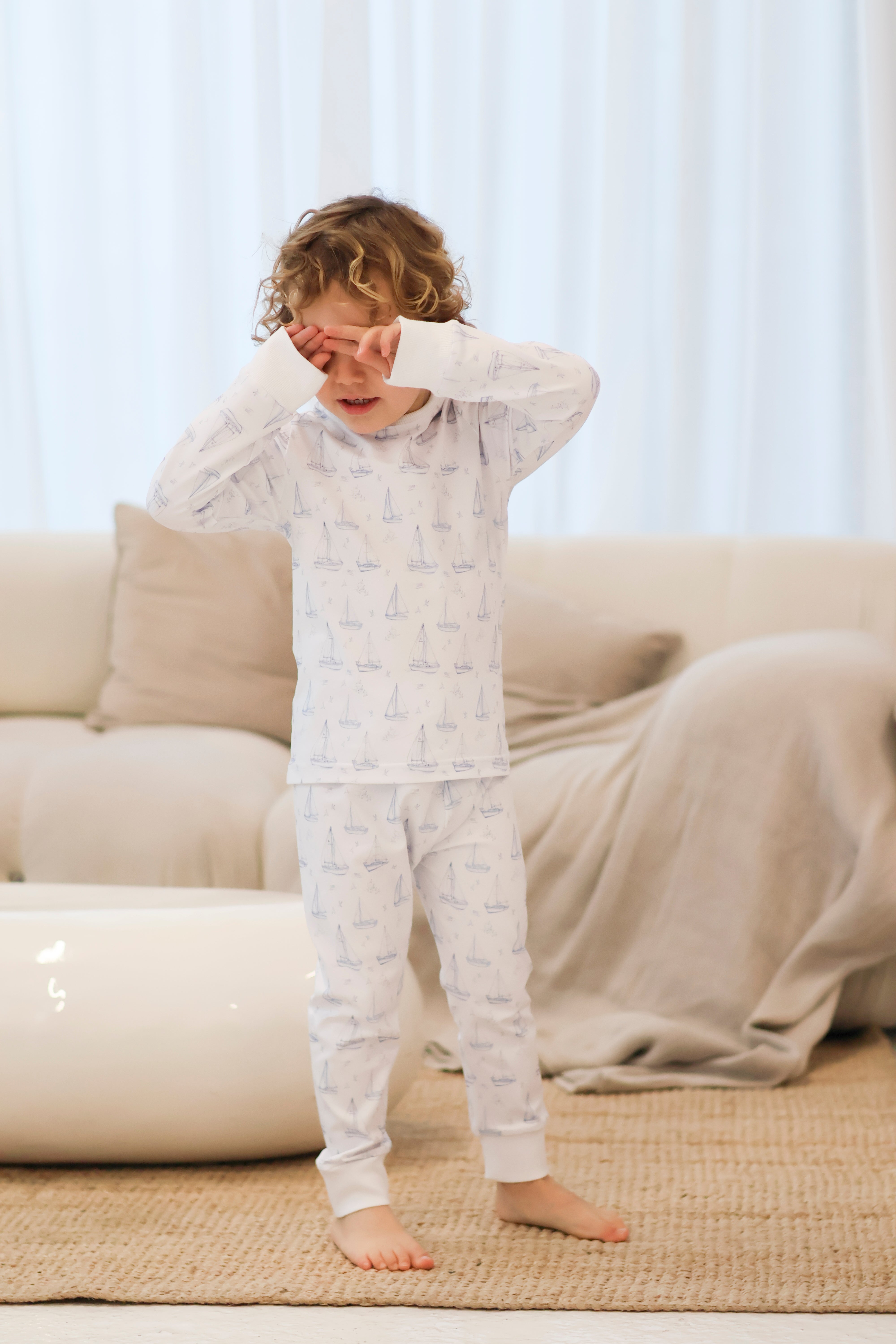 Boys Sailor Boat Print Blue Pyjama’s