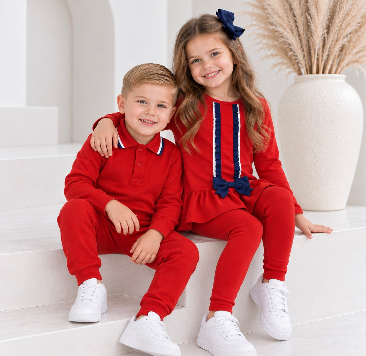 Alanna Girls Frilly Ribbon Tracksuit Red