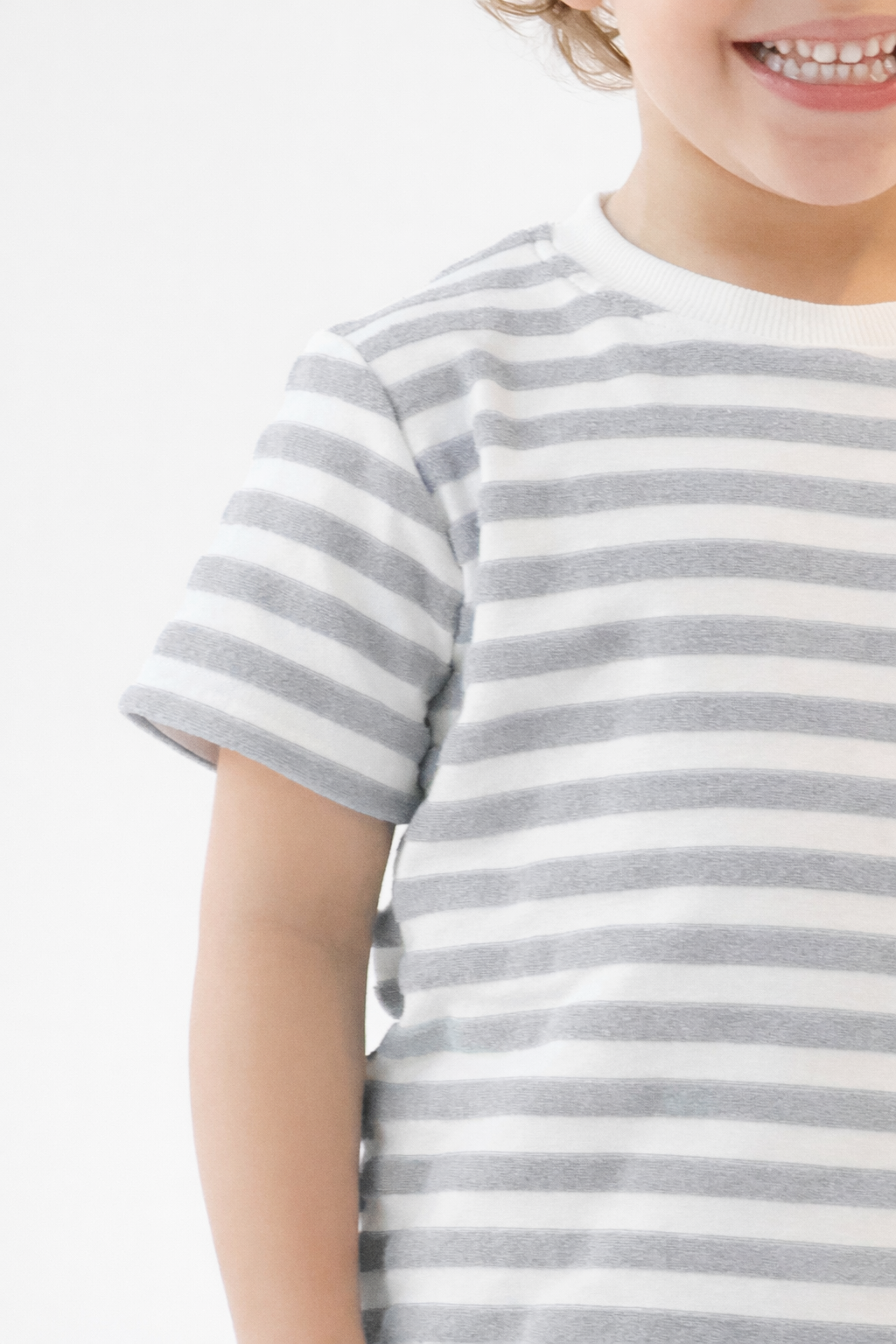 Archie Boys Terry Towelling Striped Shorts & T-Shirt Grey