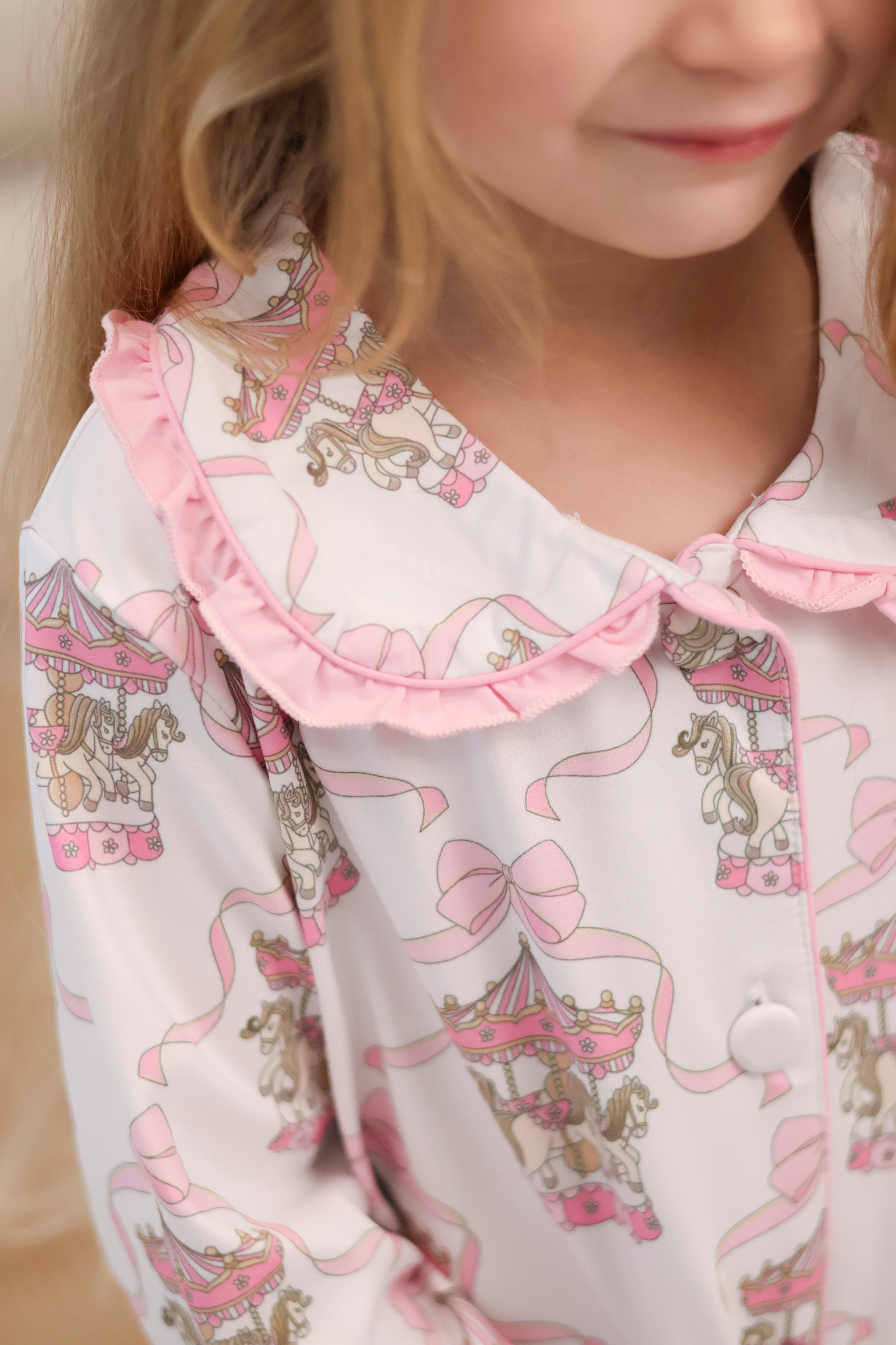 Carousel Girls Frilly Pink Pyjamas