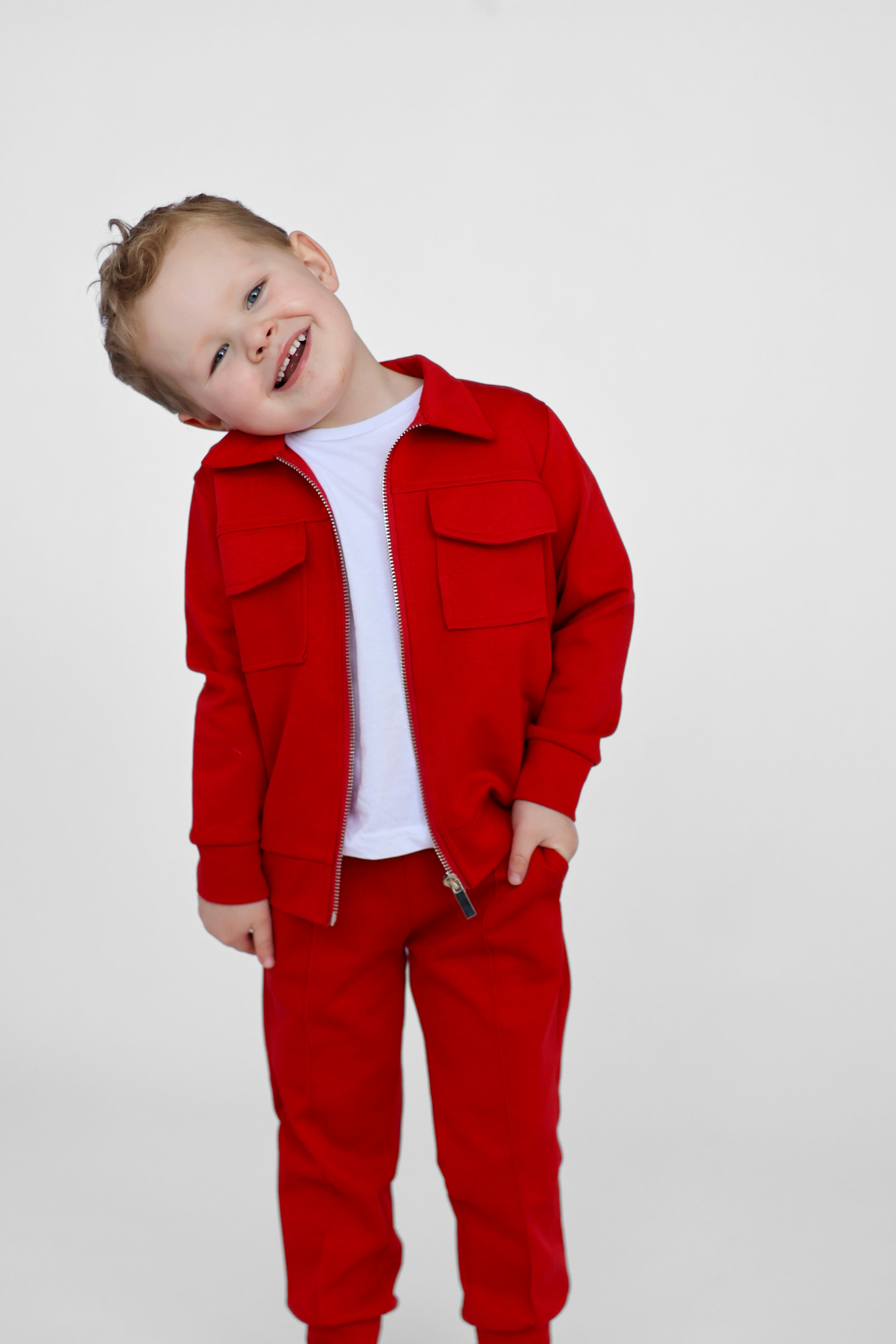Marcus Boys Zip Up Smart Tracksuit Red