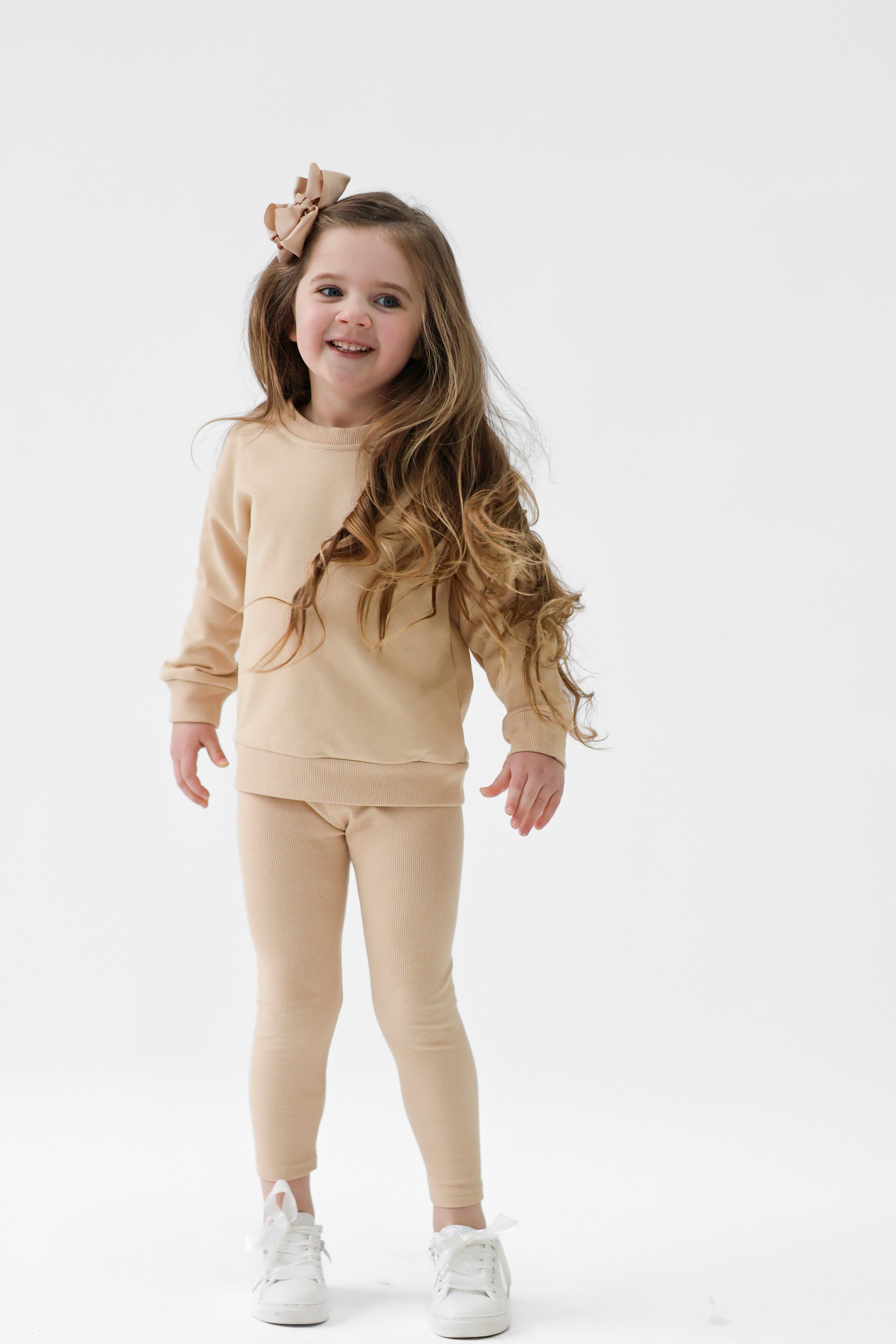 Saint Plain Unisex Legging Tracksuit Set Beige