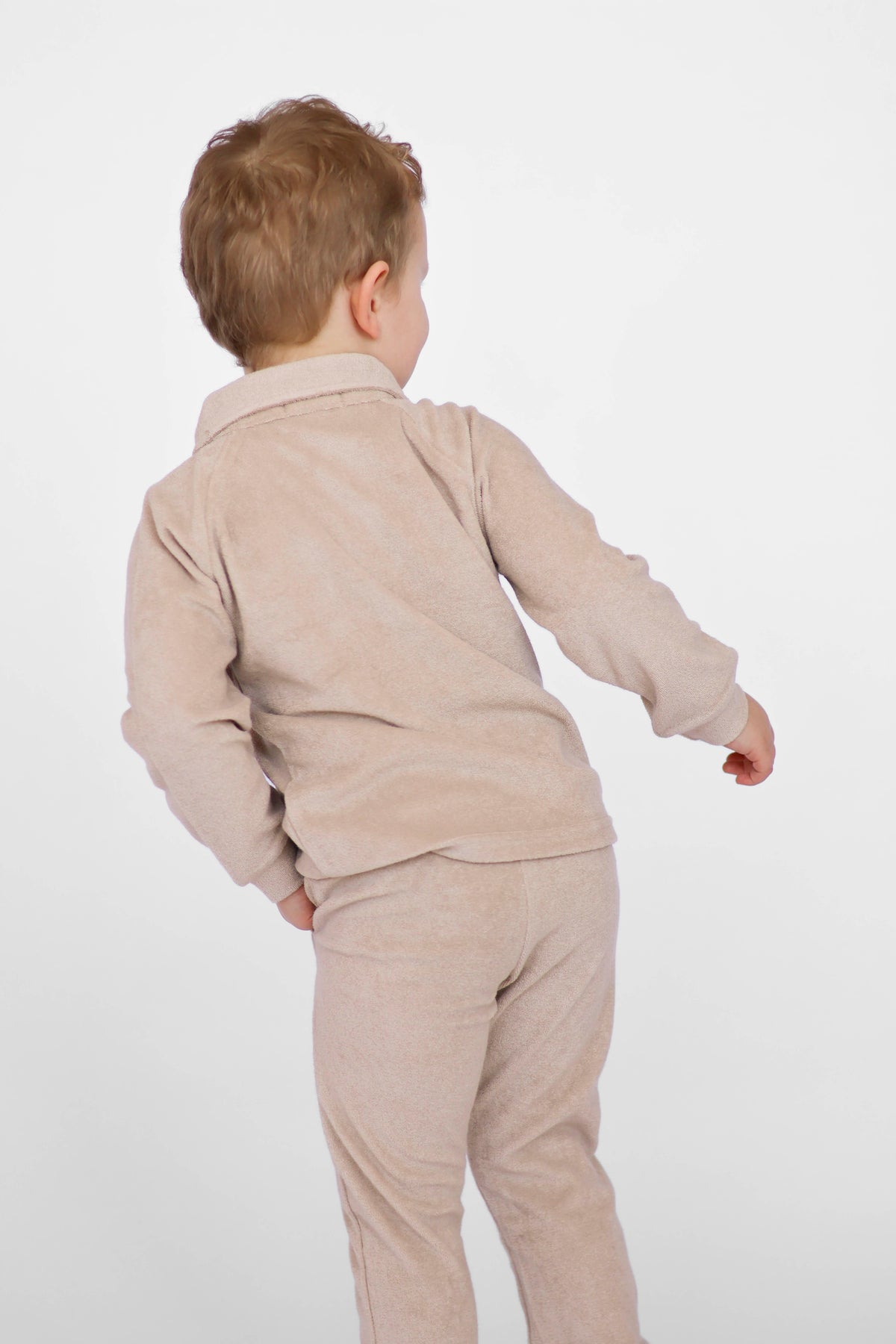 Oscar Boys Terry Towelling Tracksuit Beige