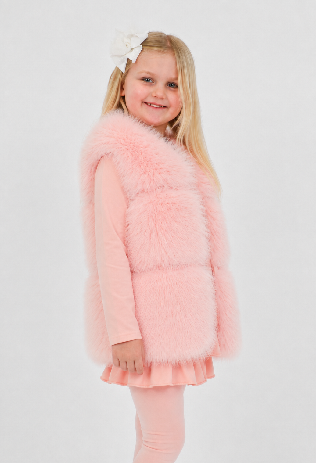Alora Girls Faux Fur Gilet Baby Pink