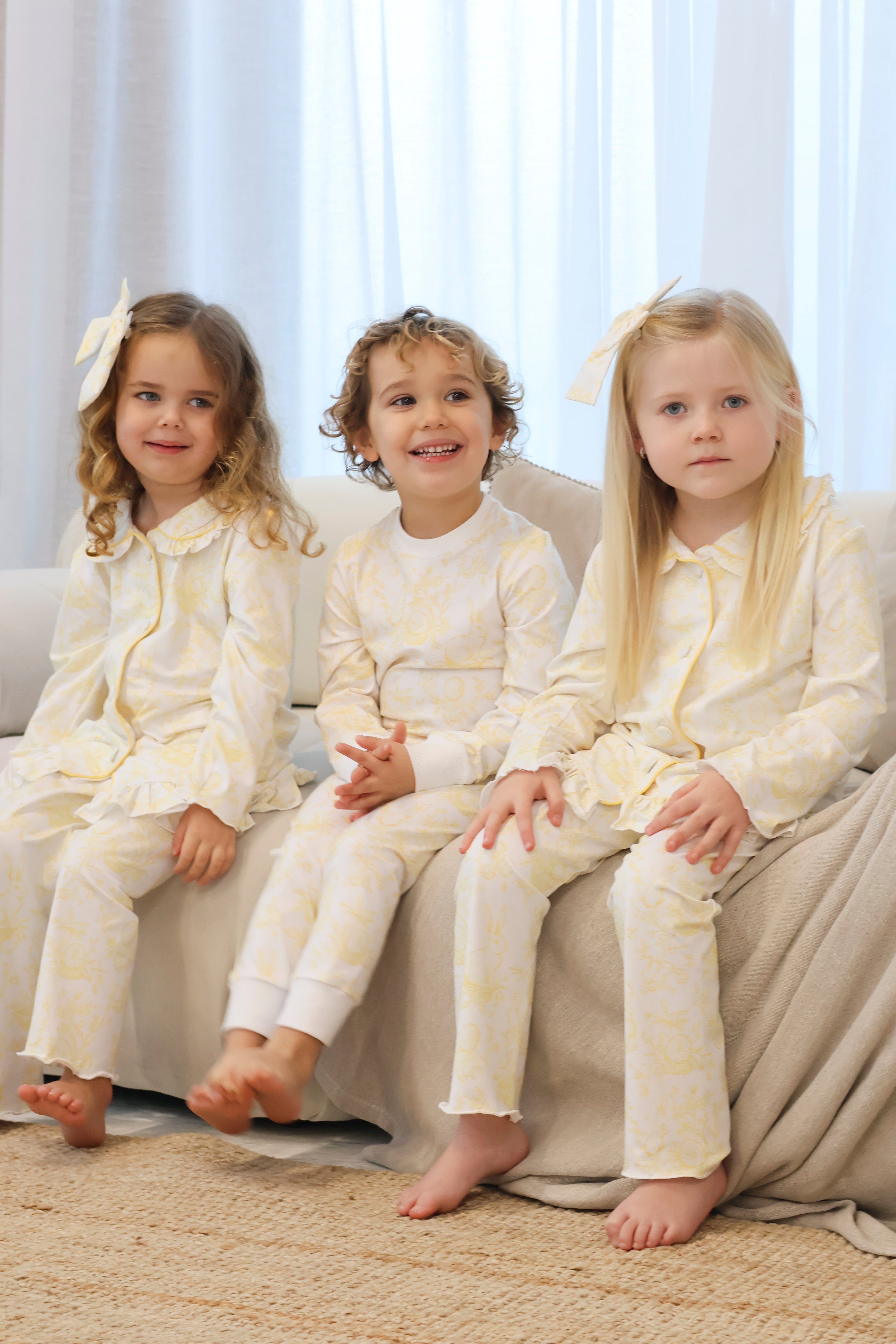 Bunny Girls Easter Print Pyjamas Lemon