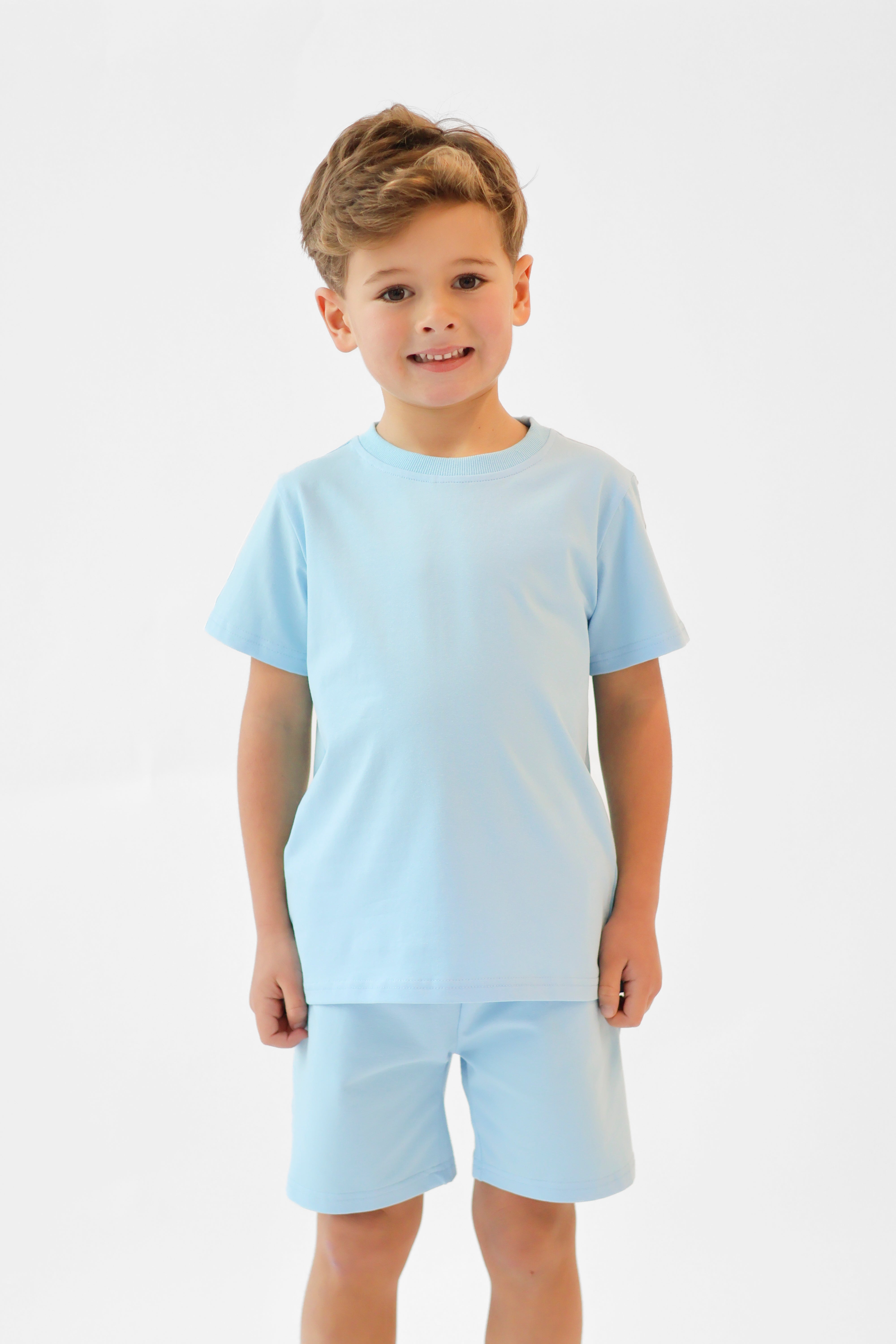 Eddie Boys Plain T-Shirt & Shorts Set Blue
