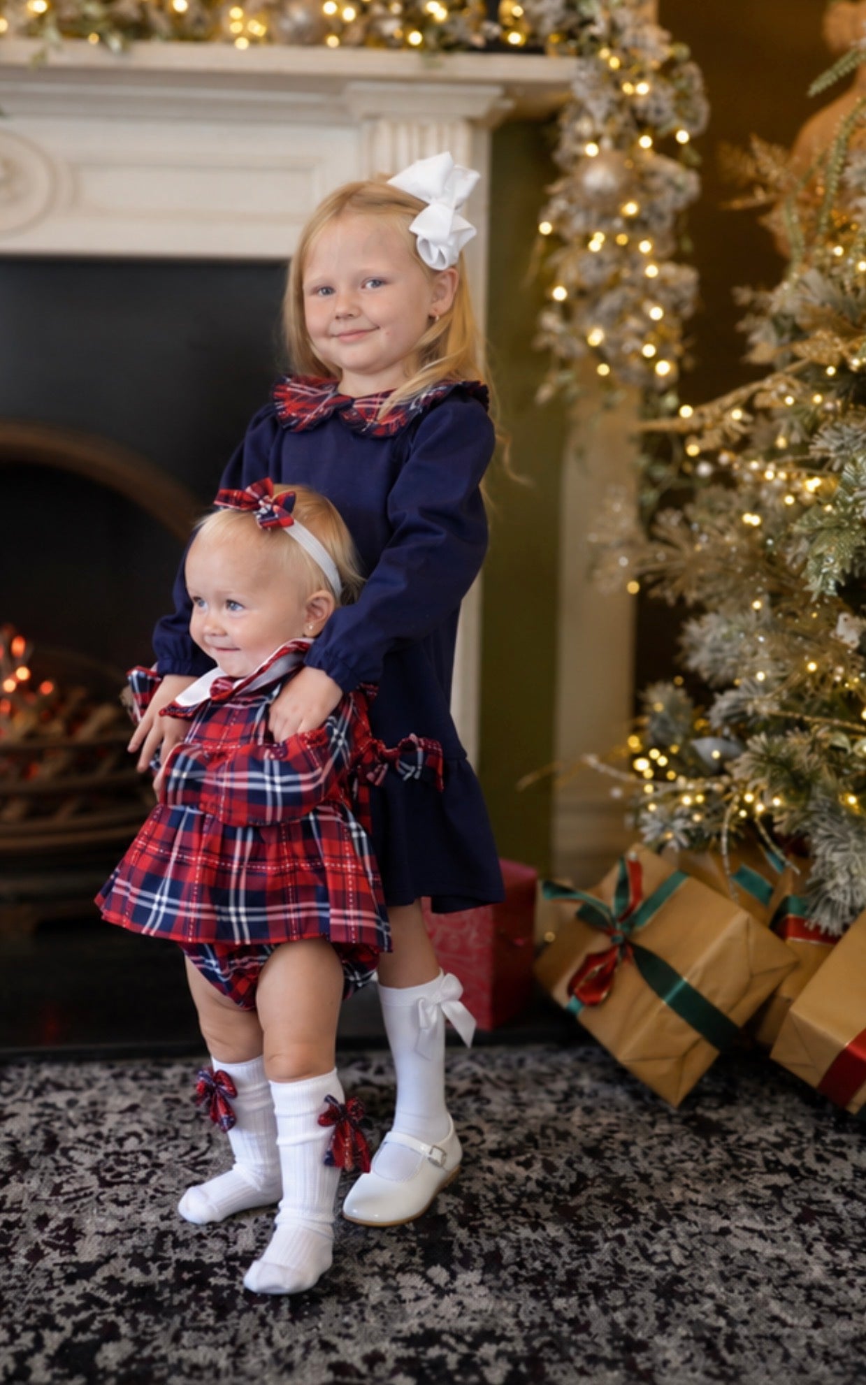 Noel Girls Romper Navy Tartan 3pc Romper Set