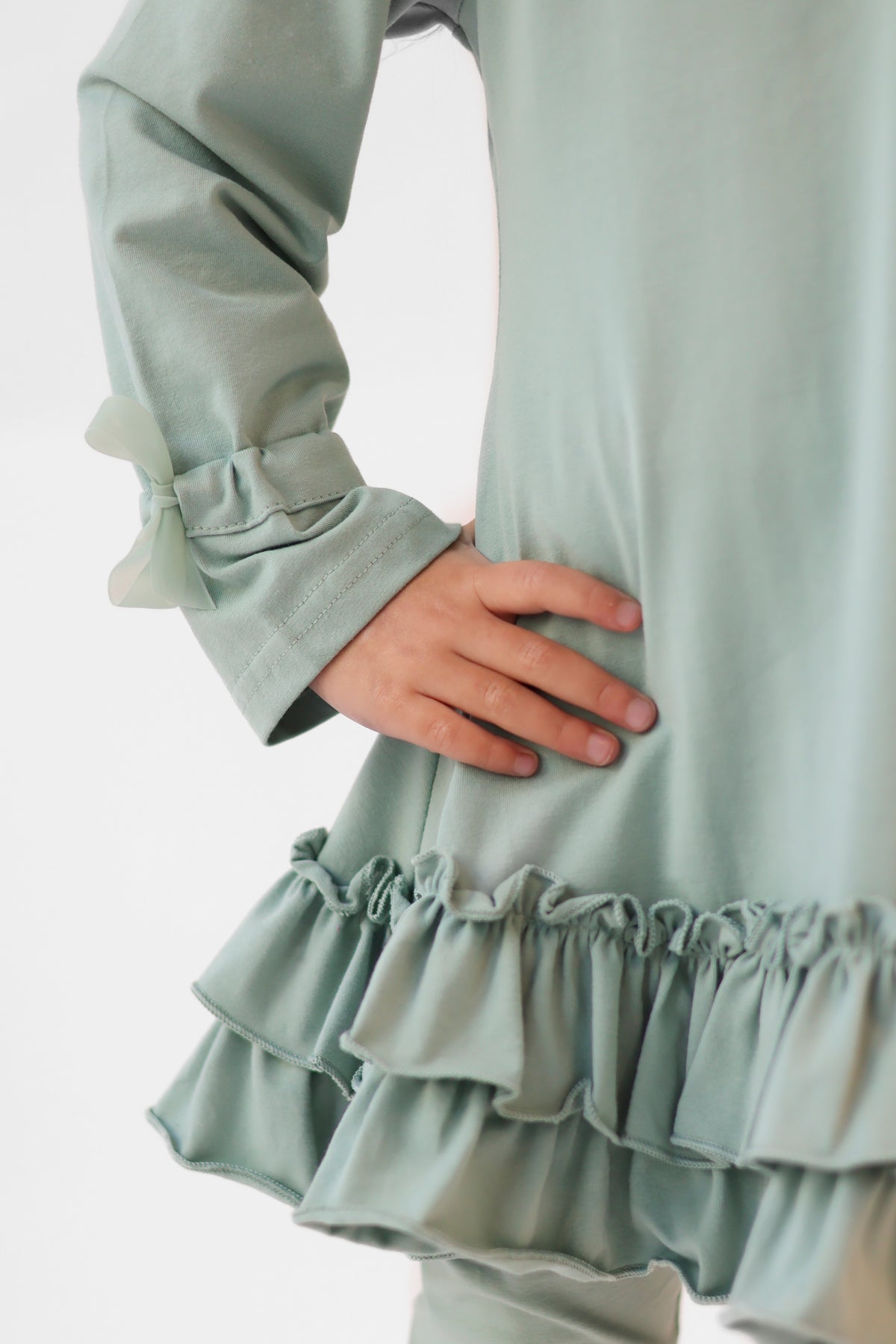Cece Girls Frilly Ruffle Tracksuit Sage