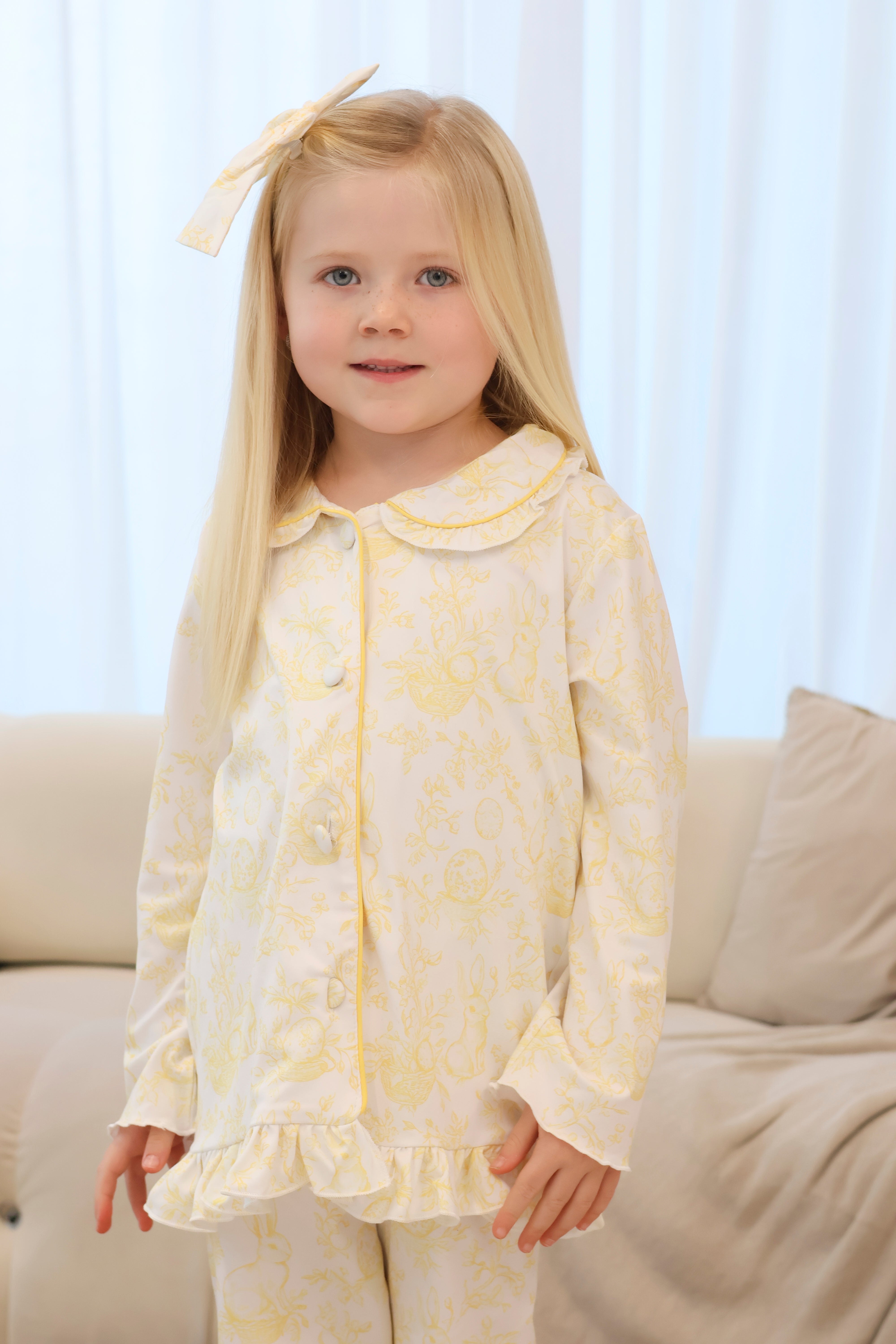 Bunny Girls Easter Print Pyjamas Lemon