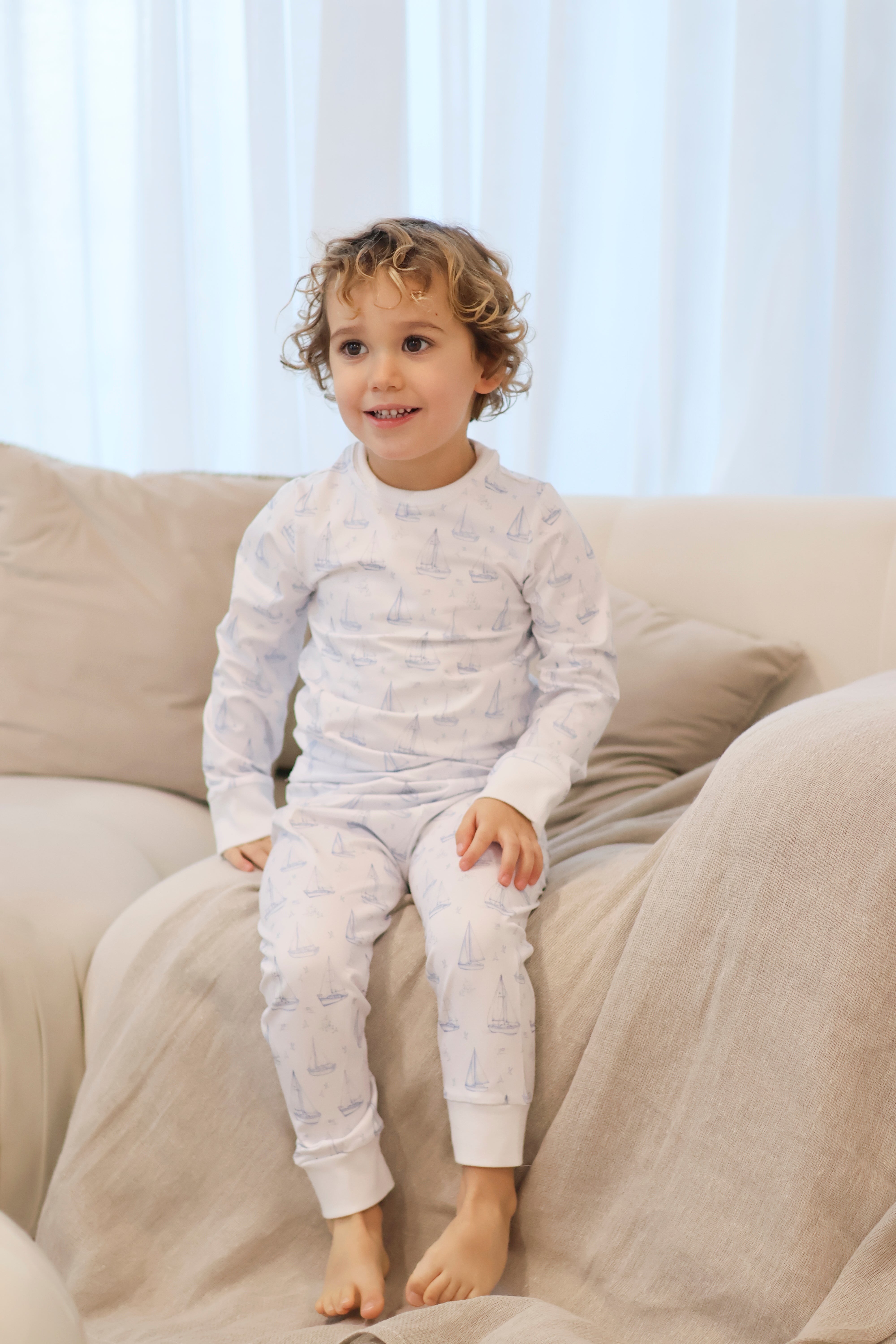 Boys Sailor Boat Print Blue Pyjama’s