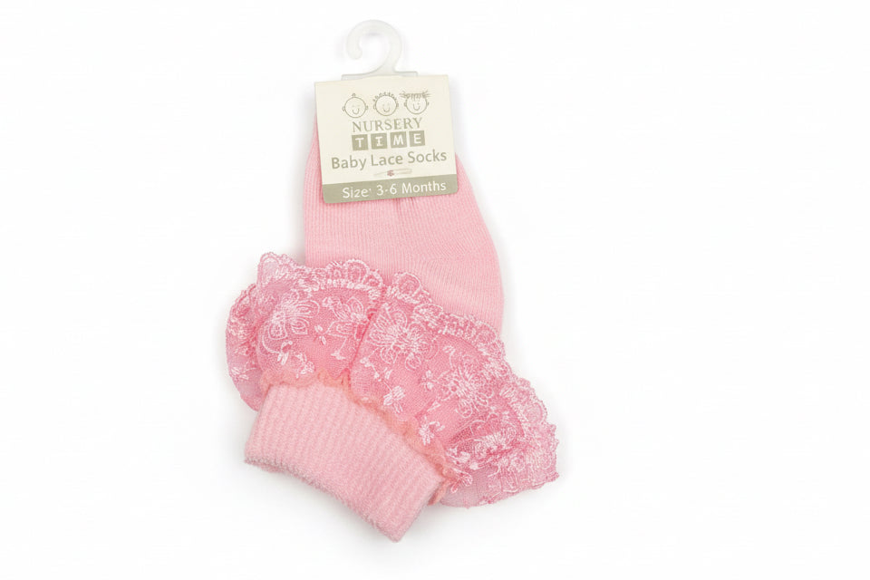 Baby Lace Frill Ankle Sock Pink