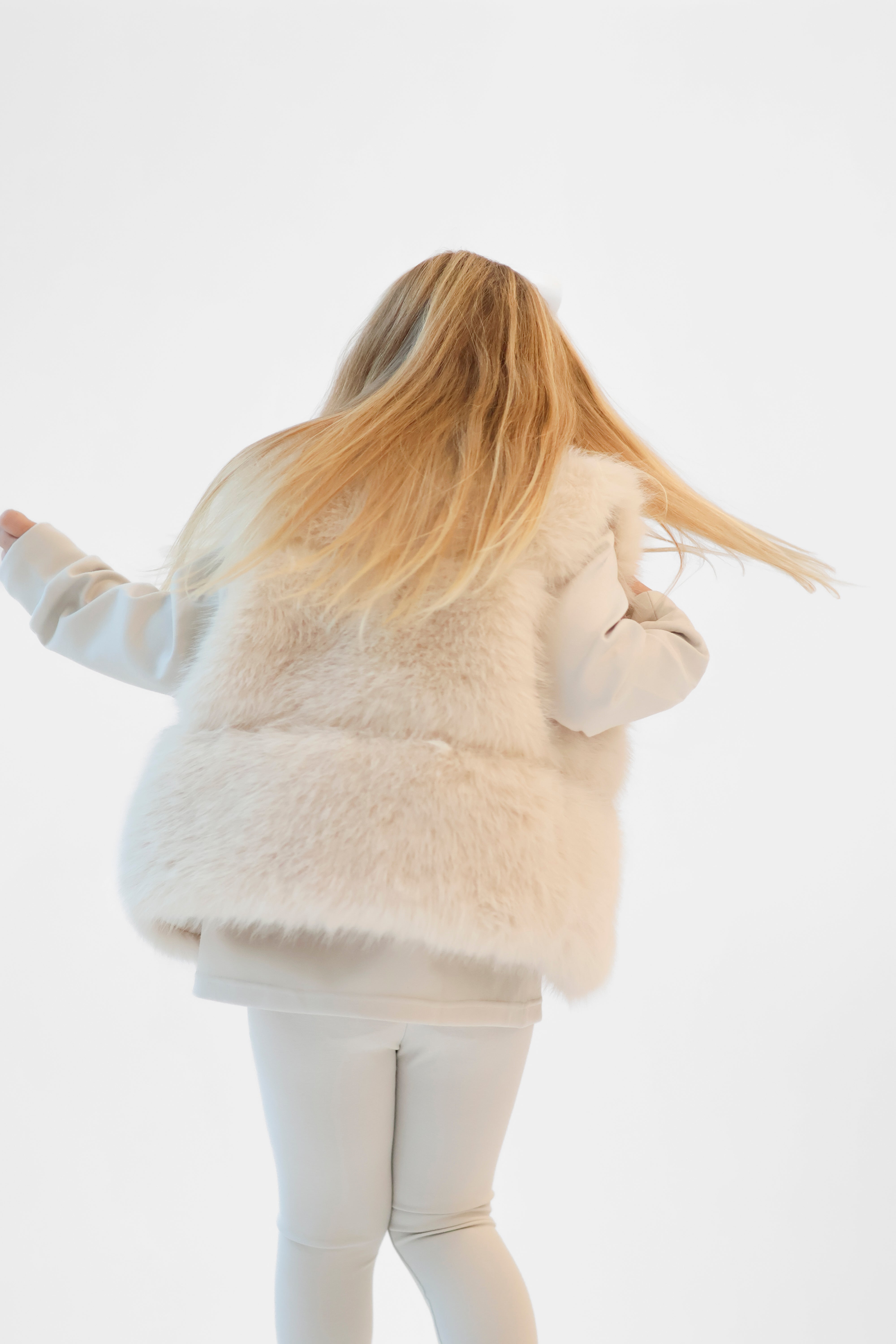 Alora Girls Faux Fur Gilet Cream