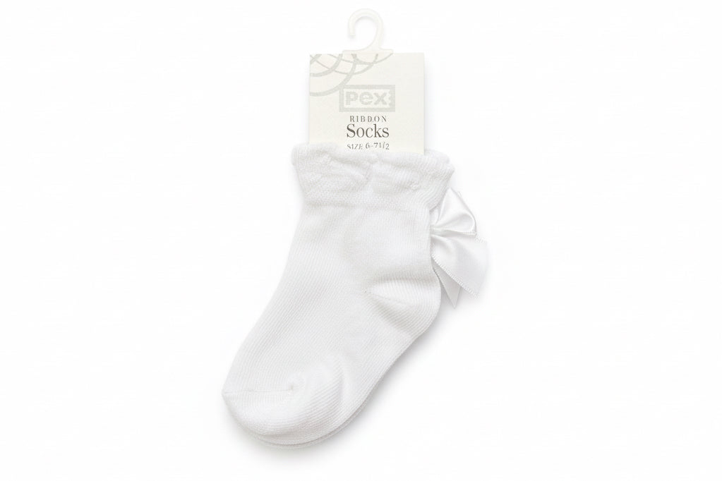 Pex Back Bow Ankle Socks White