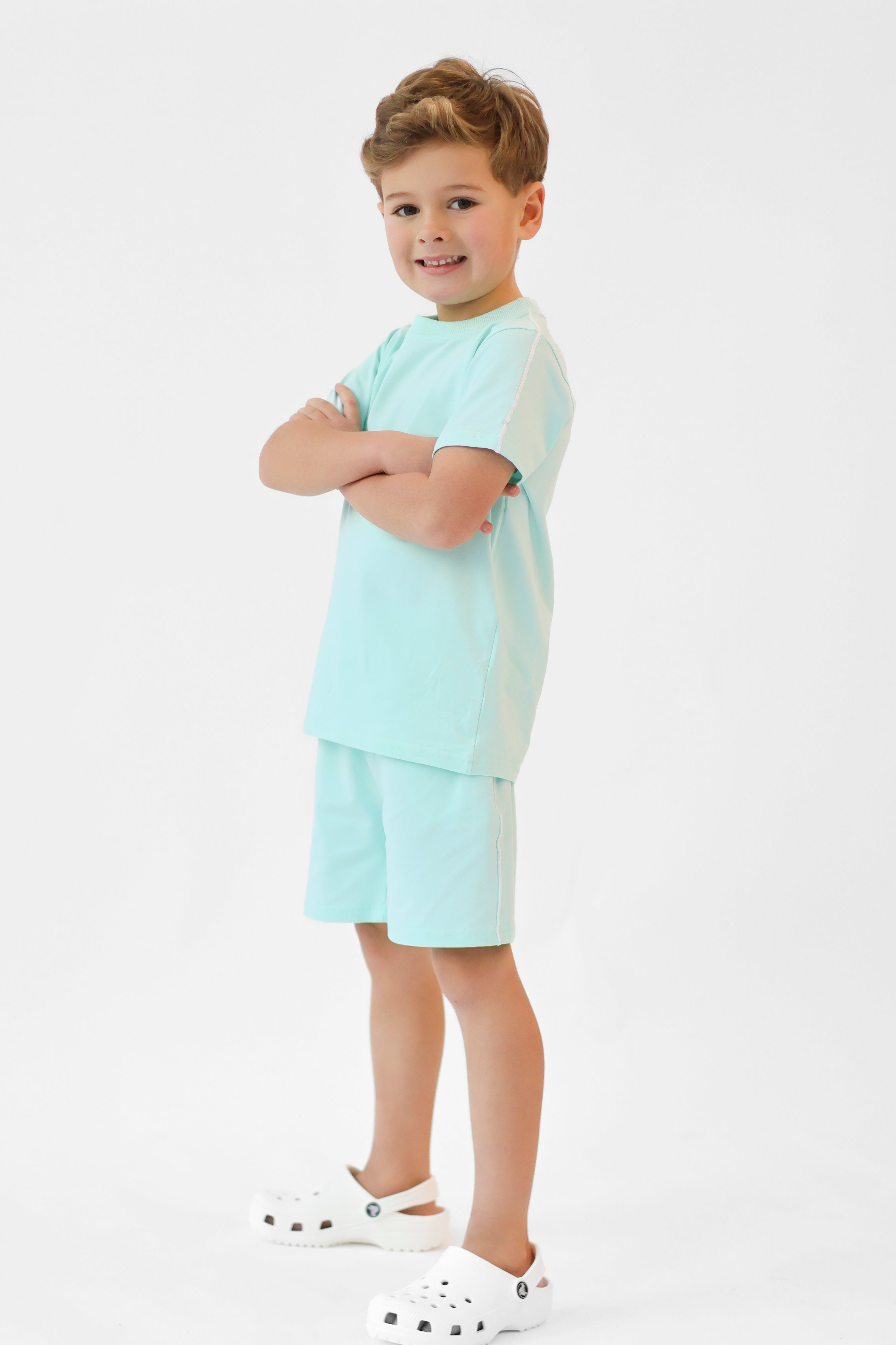 Eddie Boys Plain T-Shirt & Shorts Set Mint