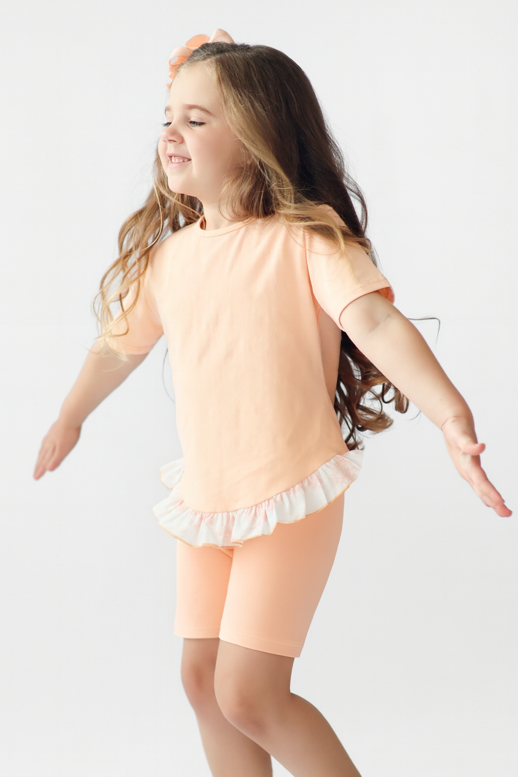 Rose Girls  Frilly Shorts & Top Set Peach