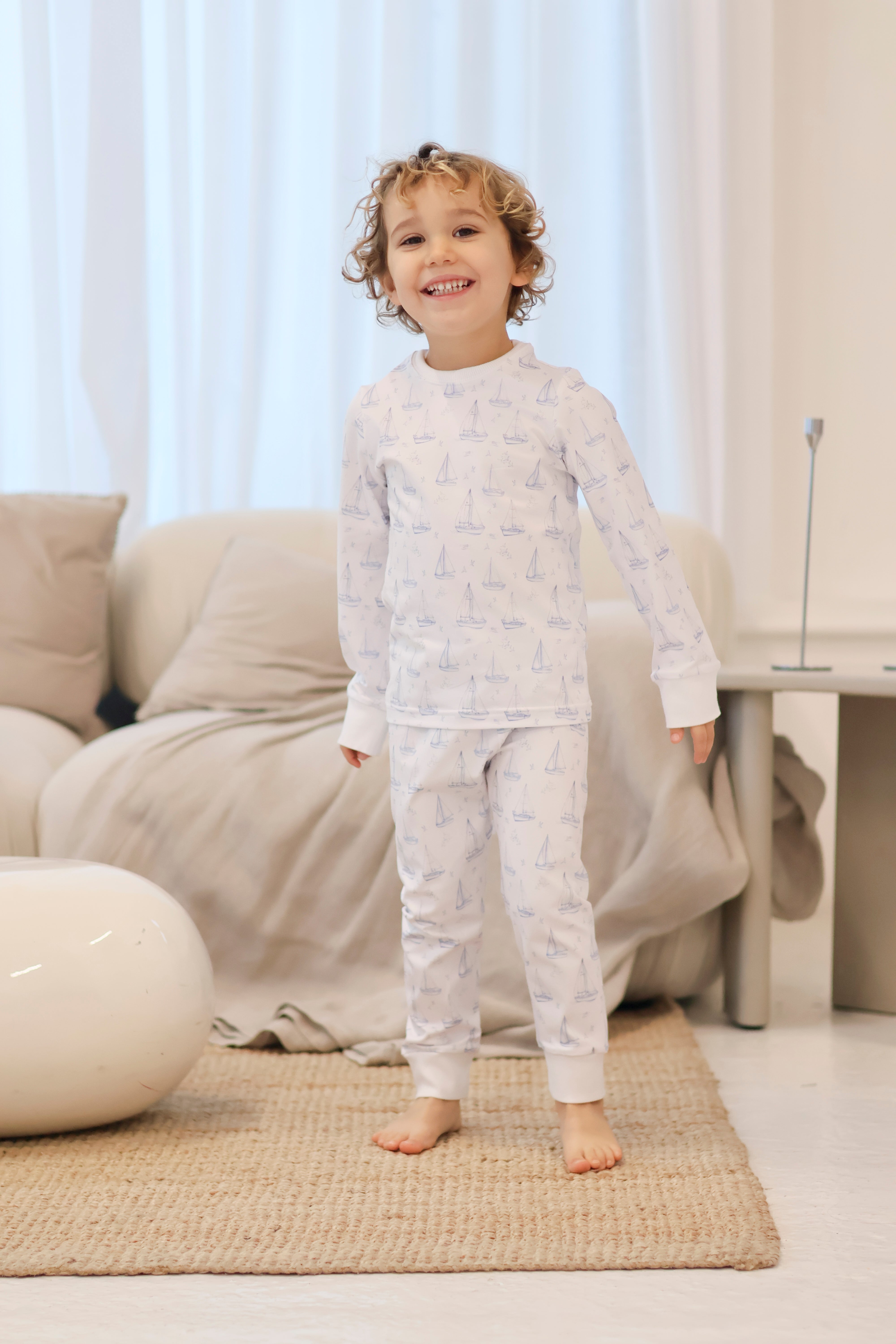 Boys Sailor Boat Print Blue Pyjama’s