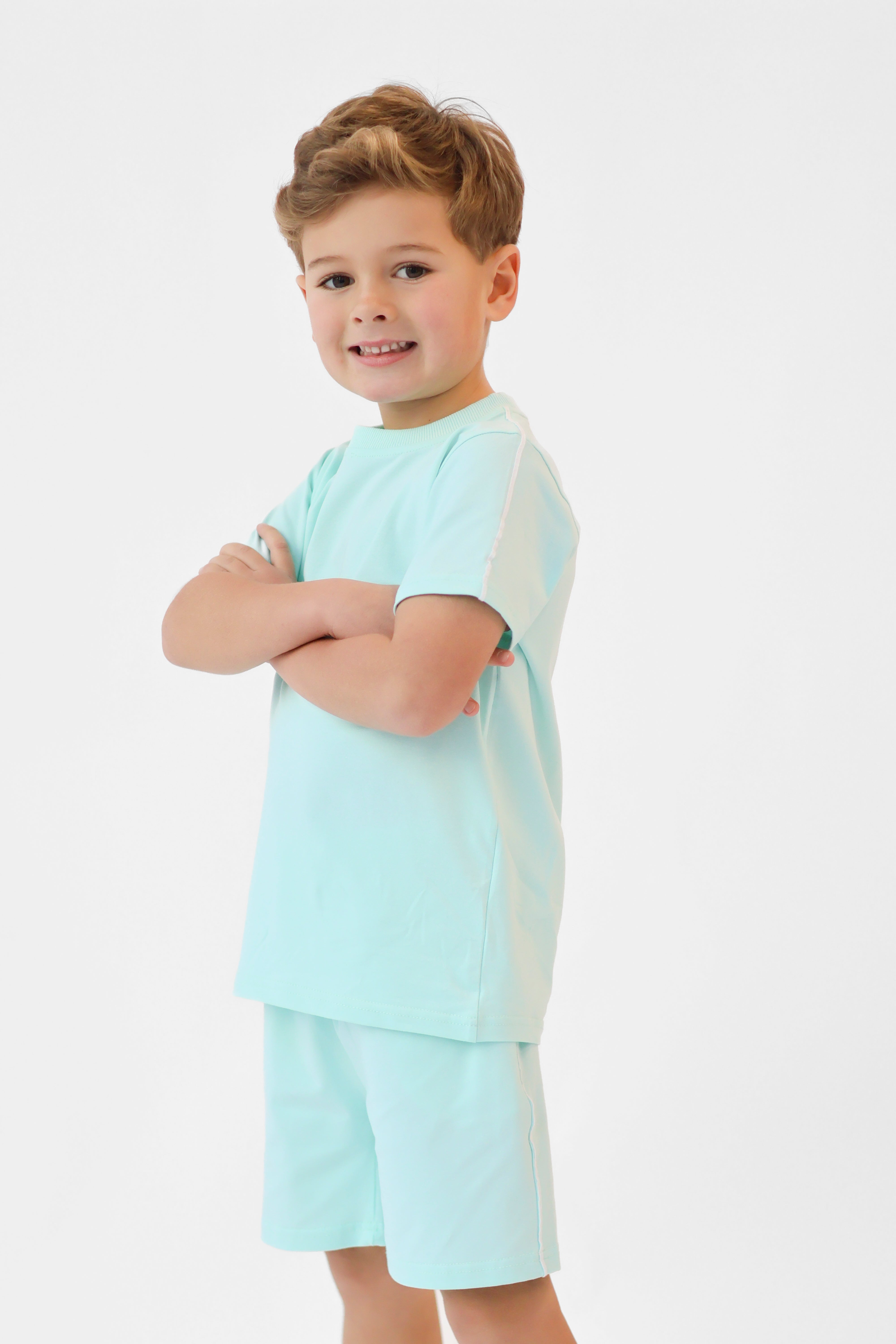 Eddie Boys Plain T-Shirt & Shorts Set Mint