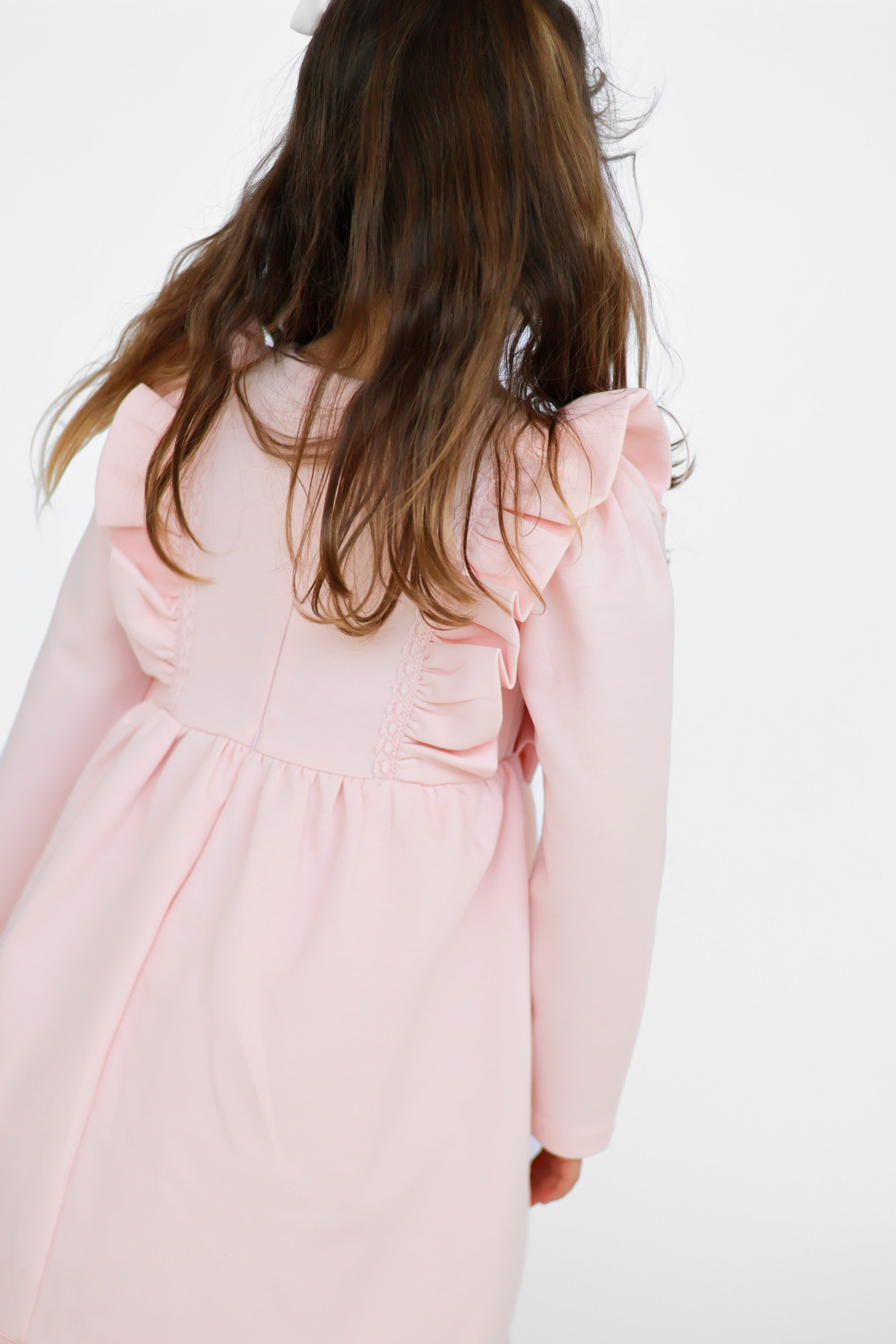 Bella Girls Bow Frill Dress Pink
