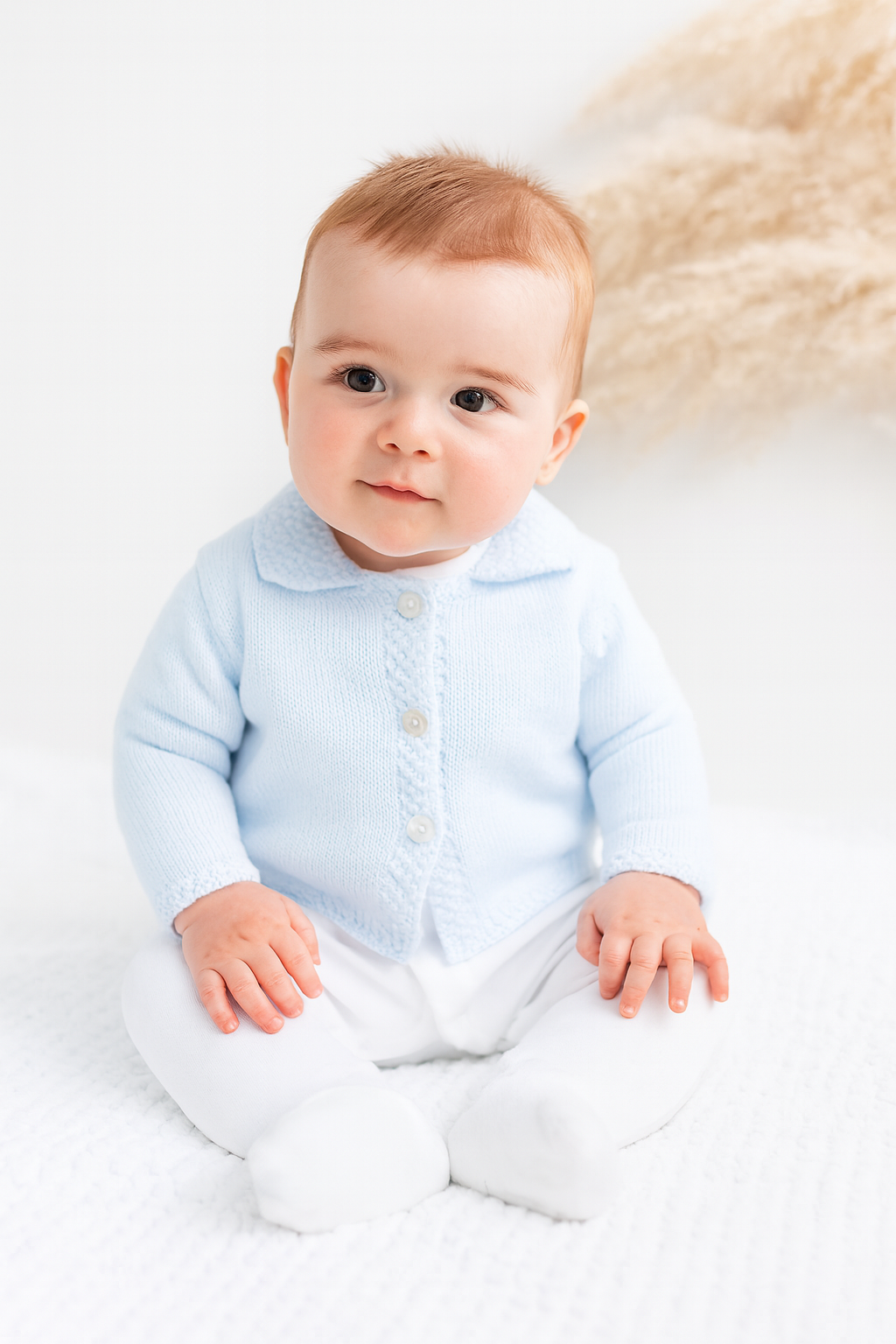 A1655 Baby Blue Boys Button Up Knitted Cardigan