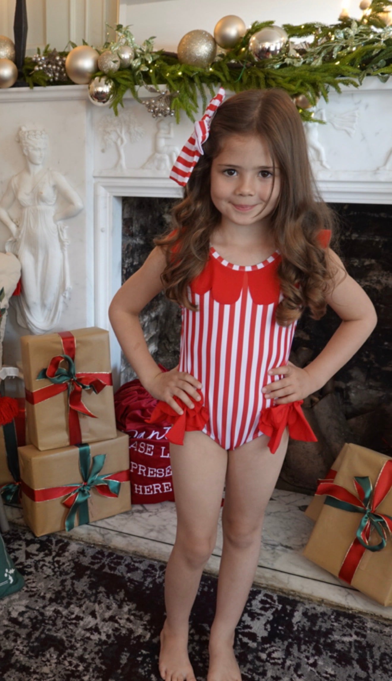 Candy Girls Red & White Stripe Swimsuit